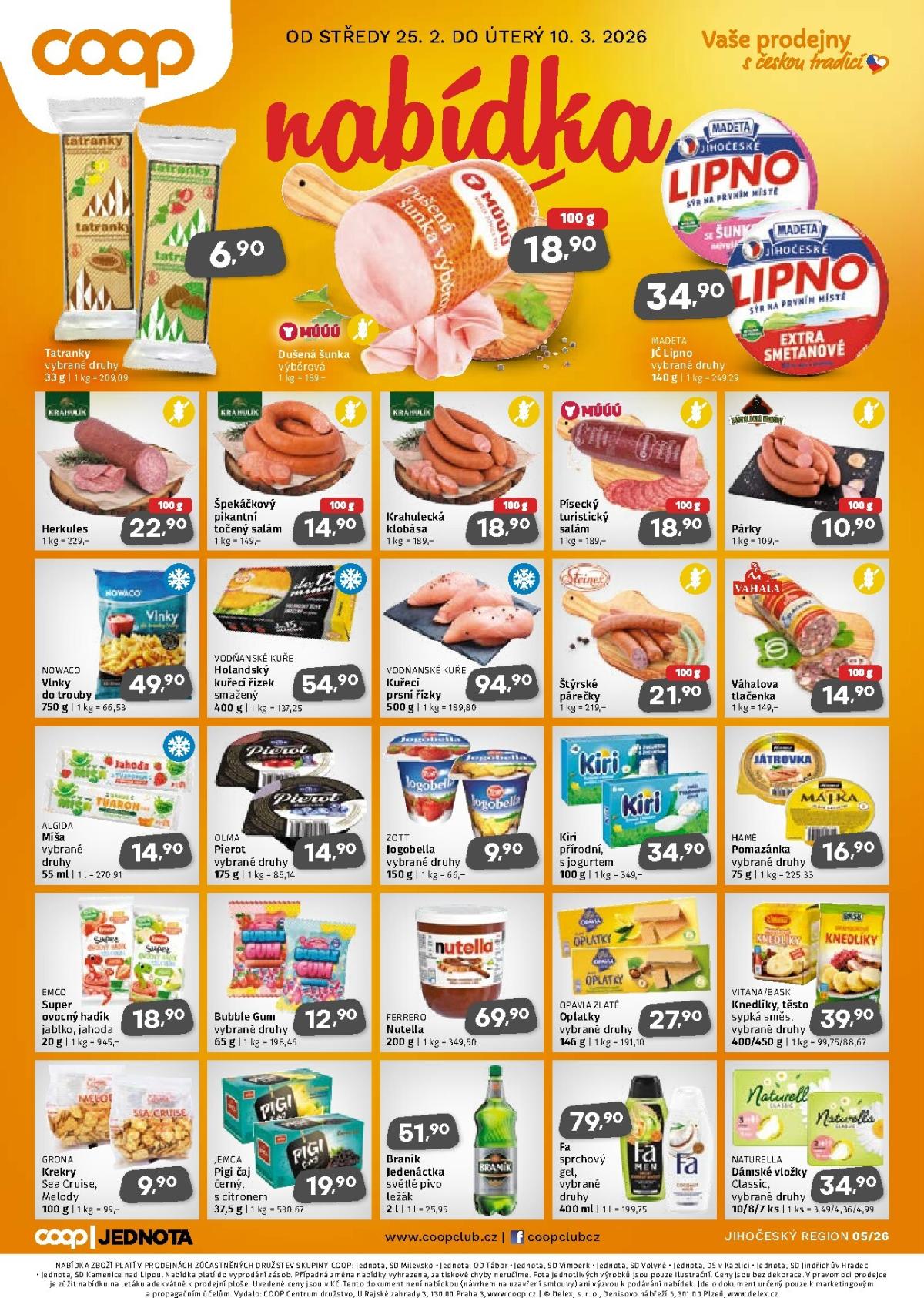 Coop - Jižní Čechy leták platný od středy 25.02.2026 do úterý 10.03.2026