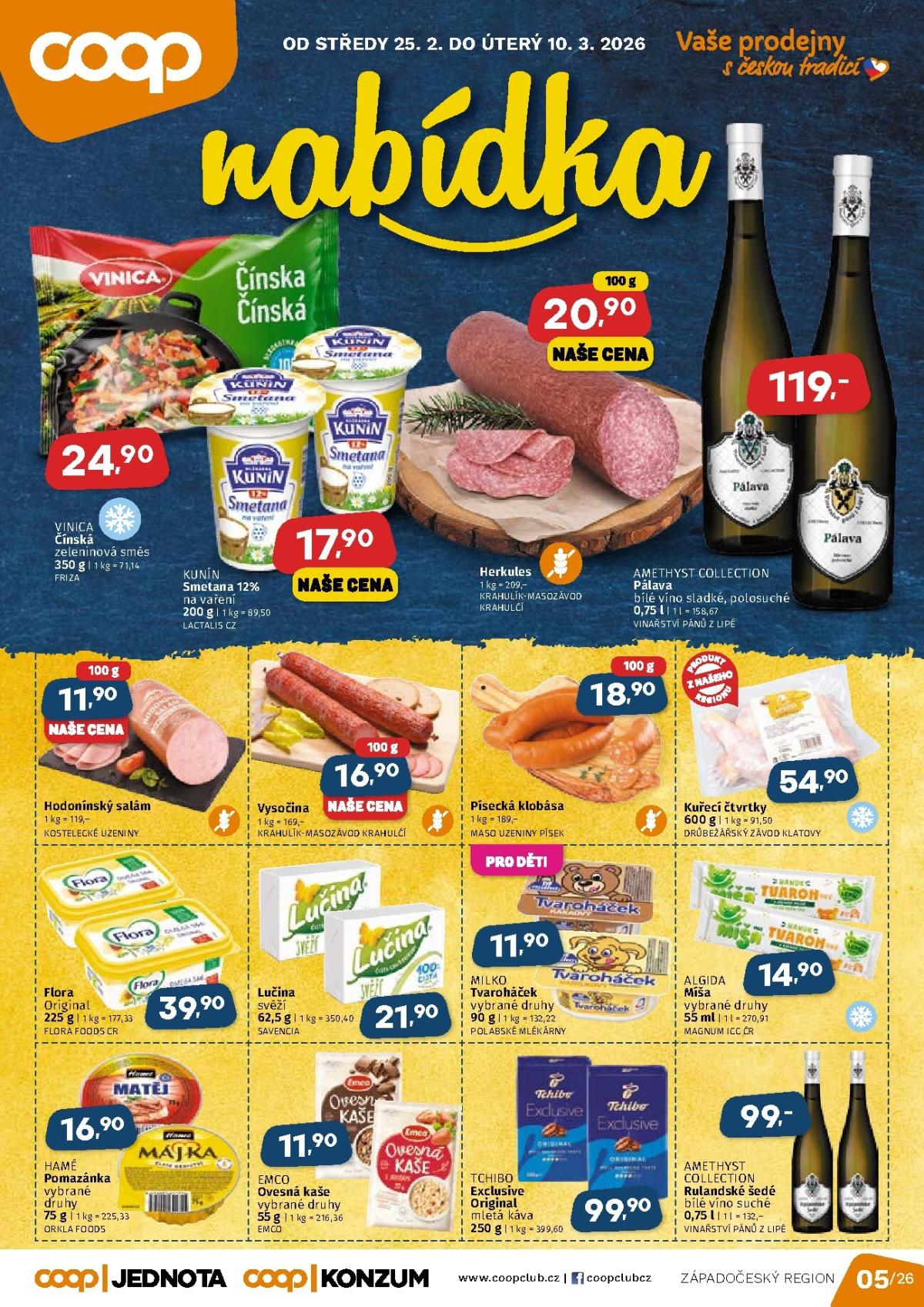 Coop - Západní Čechy leták platný od středy 25.02.2026 do úterý 10.03.2026