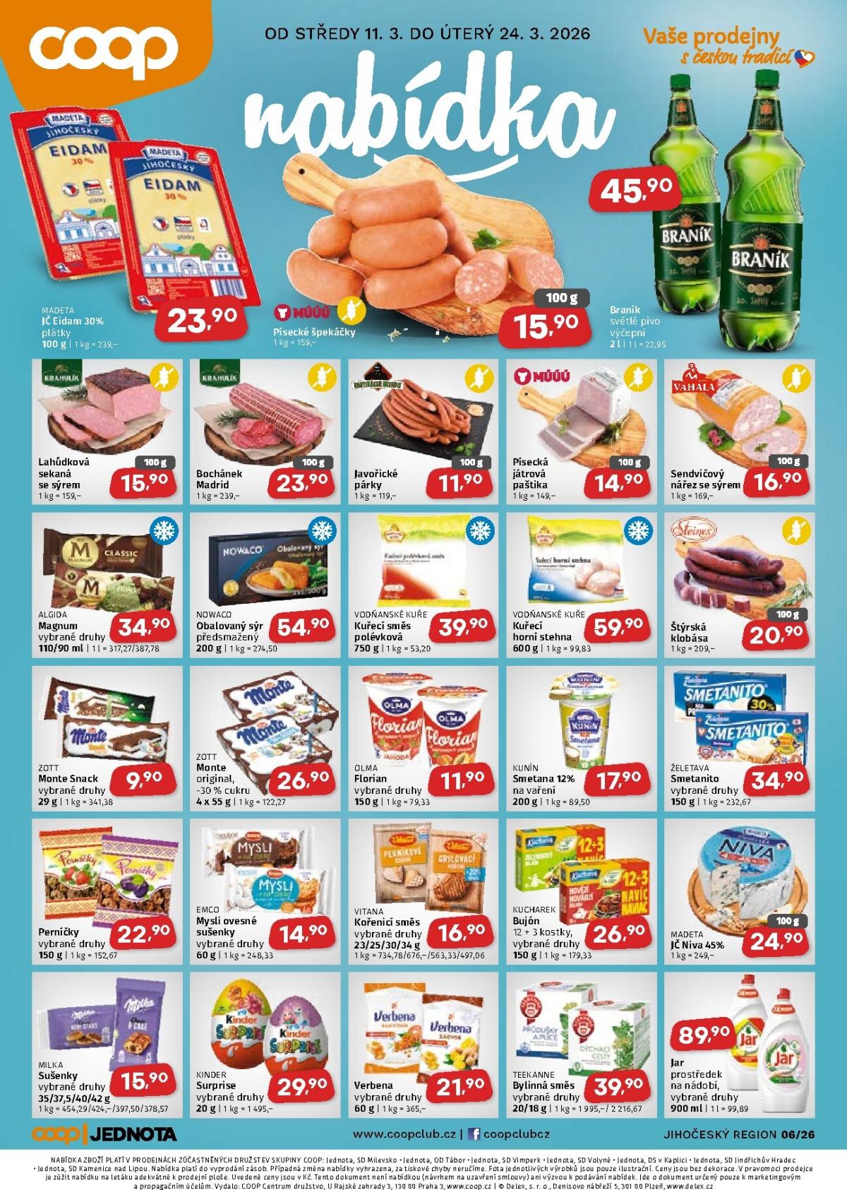 Coop - Jižní Čechy leták platný od středy 11.03.2026 do úterý 24.03.2026