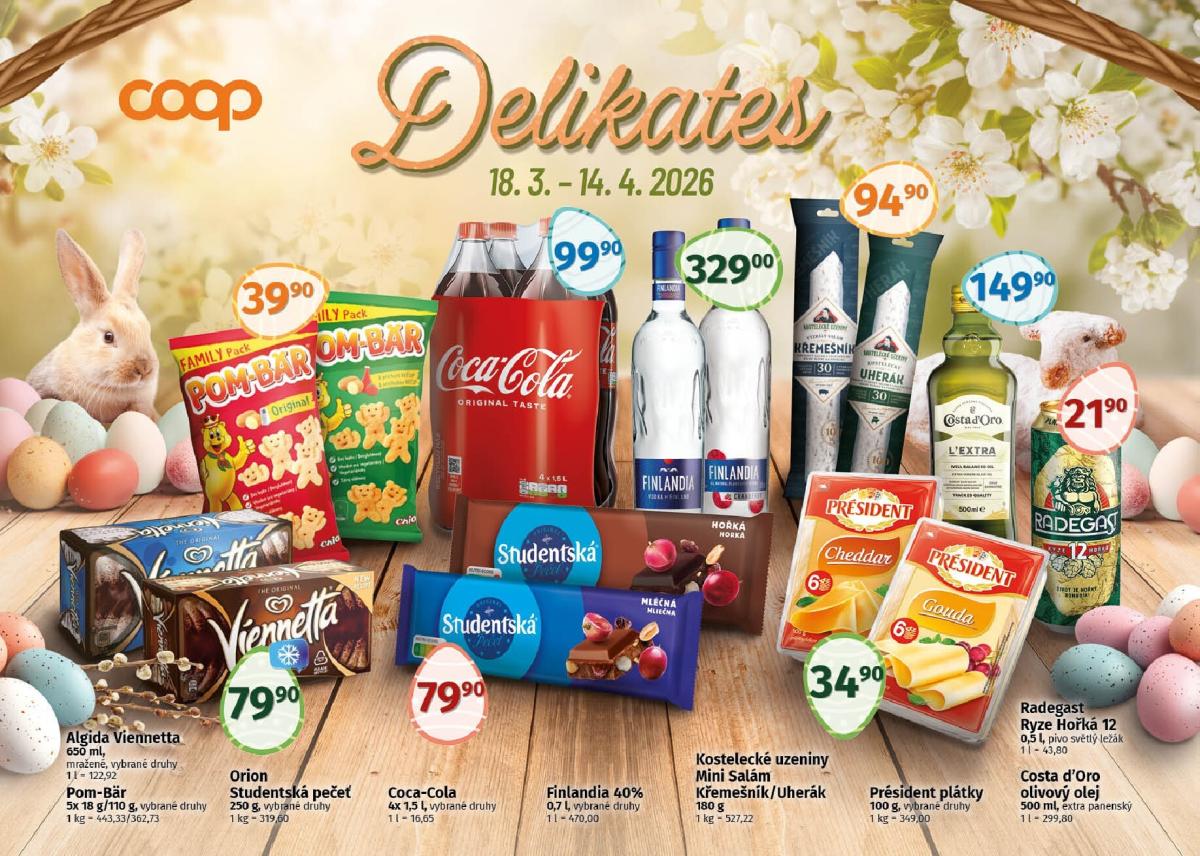 Coop - Delikates Velikonoce leták platný od středy 18.03.2026 do úterý 14.04.2026