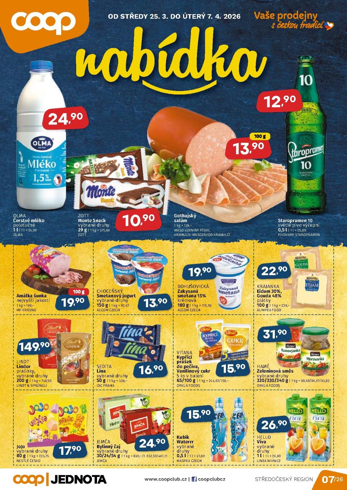 Coop - Střední Čechy leták platný od středy 25.03.2026 do úterý 07.04.2026