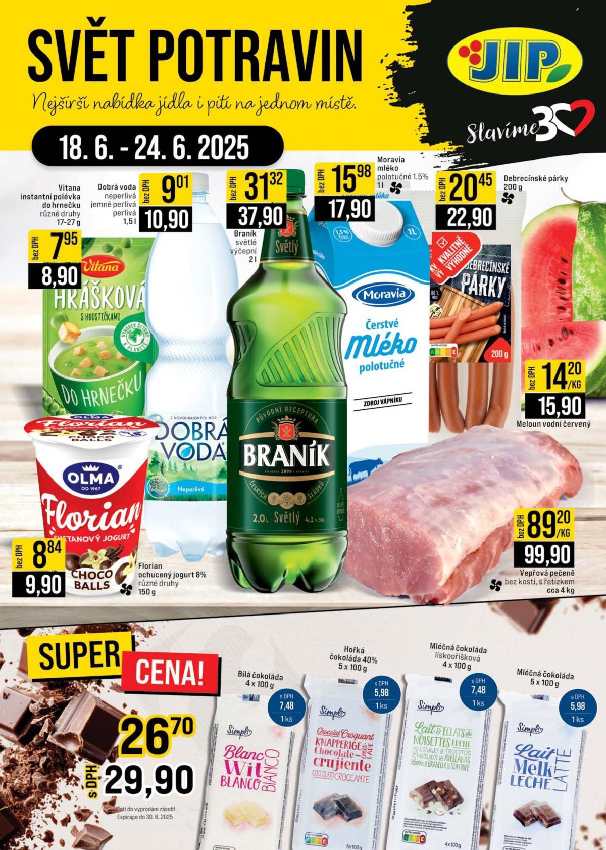 Leták JIP - Brno, Praha - Bořanovice, Ostrava - Hrabová od 18.06. do 24.06.