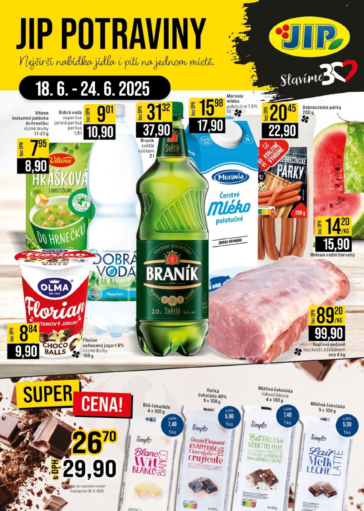 Leták JIP - České Budějovice, Most, Svoboda nad Úpou, Náchod, Sušice od 18.06. do 24.06.
