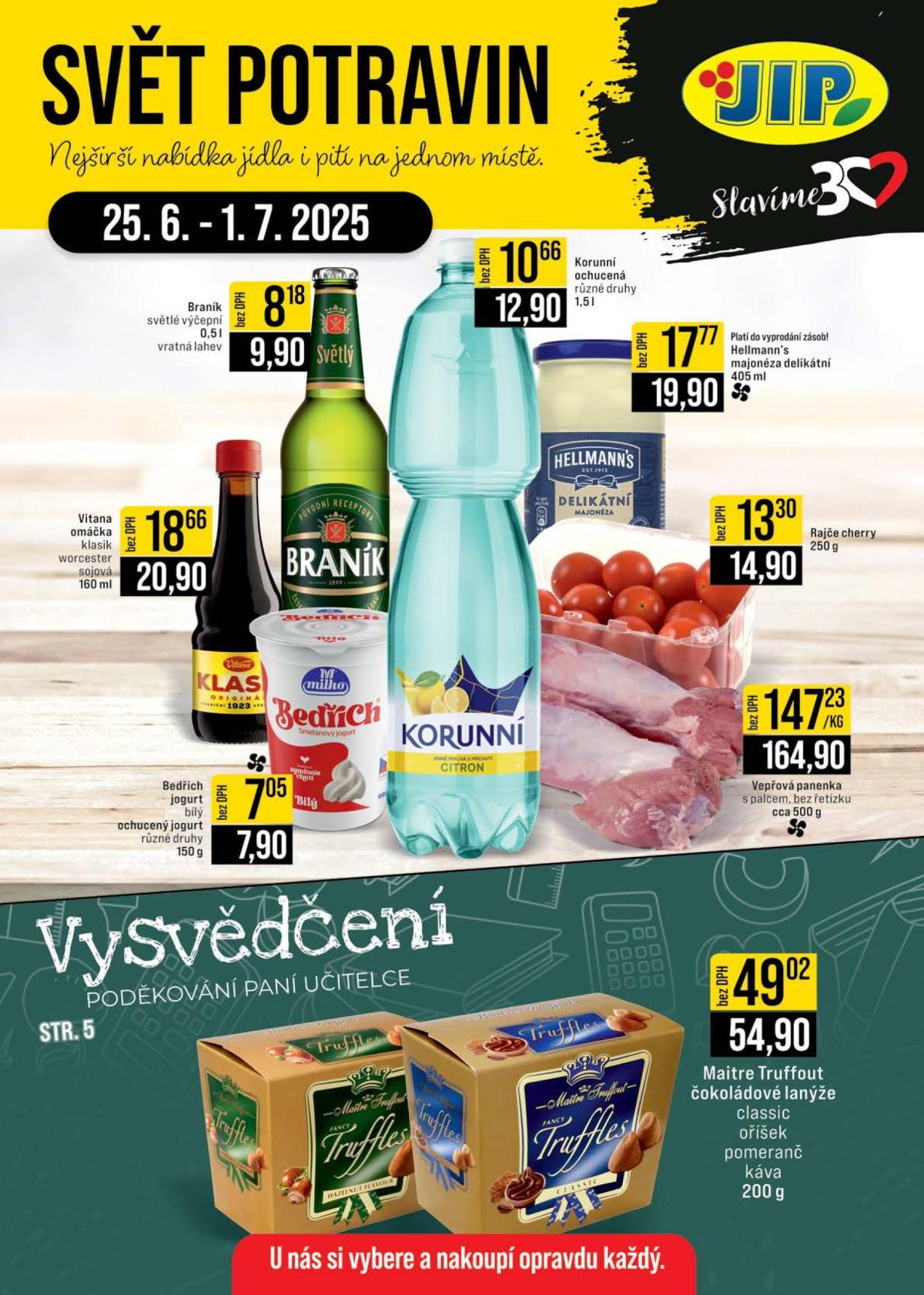 Leták JIP - Jilemnice, Pardubice - Staré Hradiště, Zlín, Olomouc, Karlovy Vary, Polička od 25.06. do 01.07.