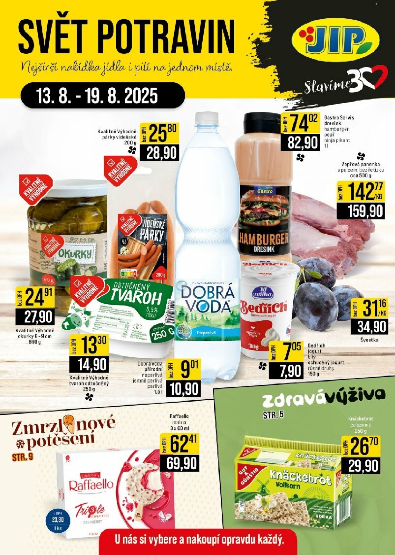 Leták JIP - Jilemnice, Pardubice - Staré Hradiště, Zlín, Olomouc, Karlovy Vary od 13.08. do 19.08.