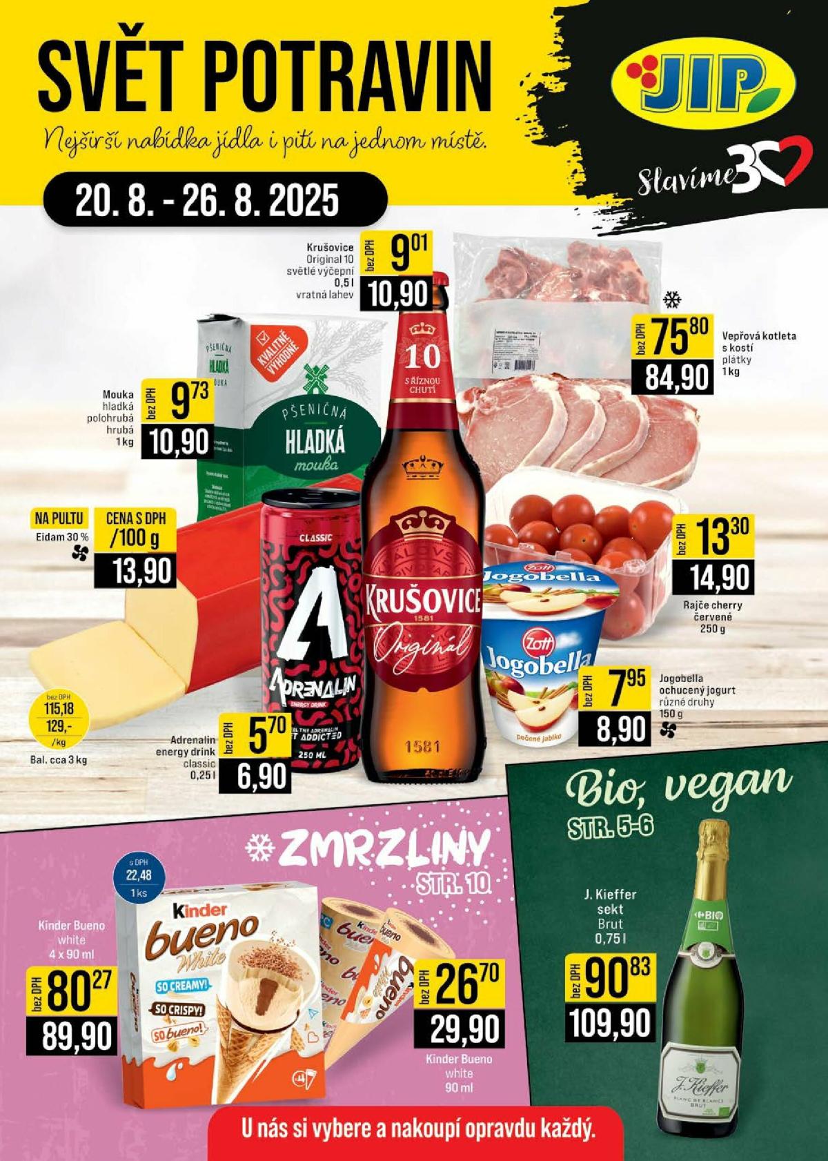 Leták JIP - Brno, Praha - Bořanovice, Ostrava - Hrabová od 20.08. do 26.08.