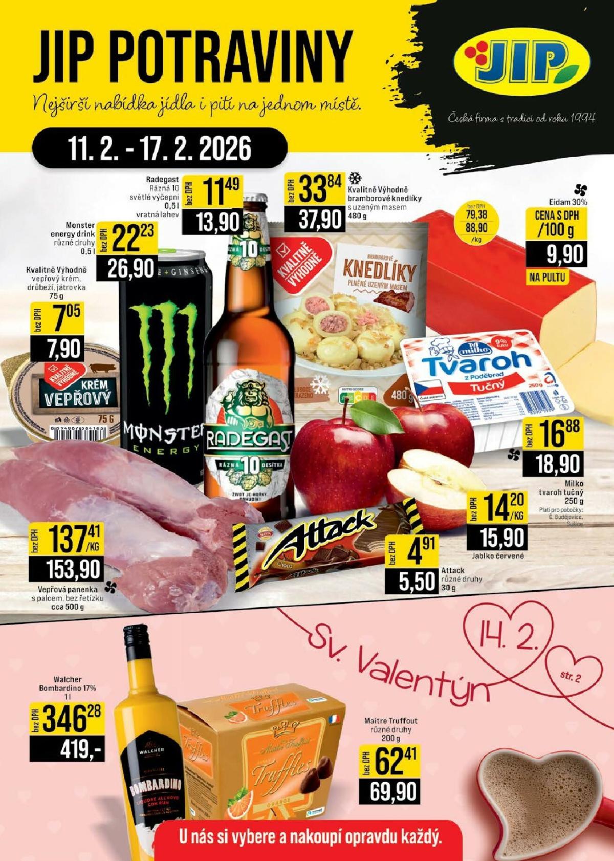 JIP - České Budějovice, Most, Svoboda nad Úpou, Náchod, Sušice leták platný od středy 11.02.2026 do úterý 17.02.2026