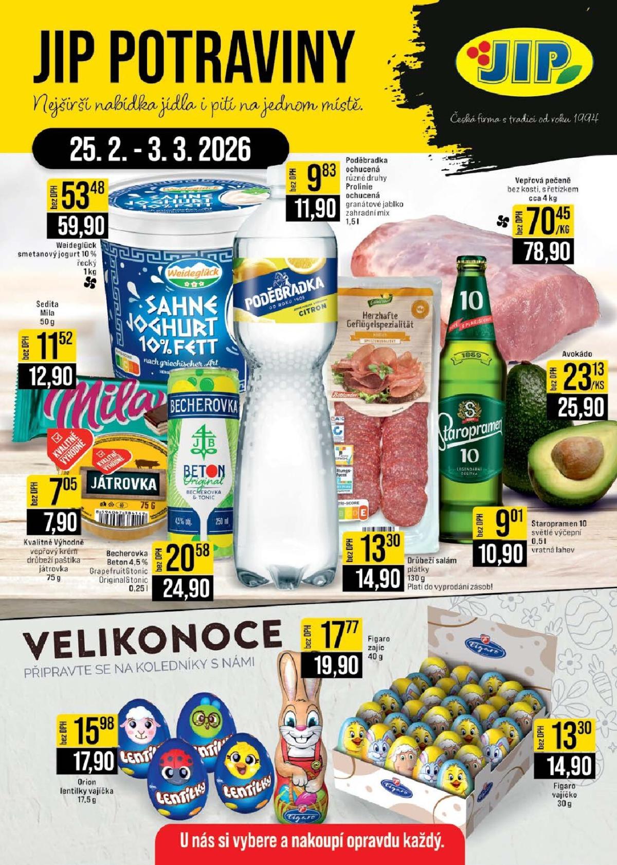 JIP - České Budějovice, Most, Svoboda nad Úpou, Náchod, Sušice leták platný od středy 25.02.2026 do úterý 03.03.2026