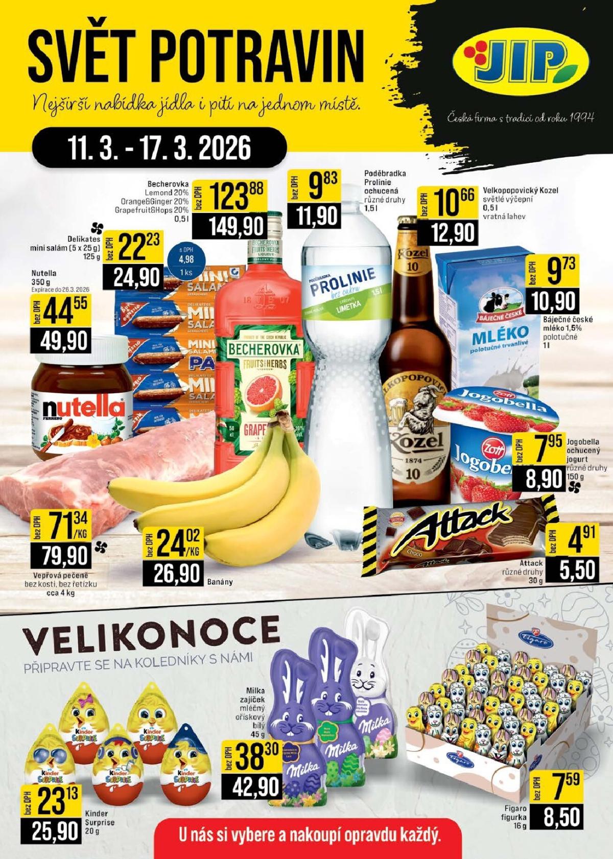 JIP - Brno, Ostrava - Hrabová, Praha - Bořanovice, Jilemnice, Karlovy Vary, Olomouc, Pardubice, Zlín, Polička leták platný od středy 11.03.2026 do úterý 17.03.2026