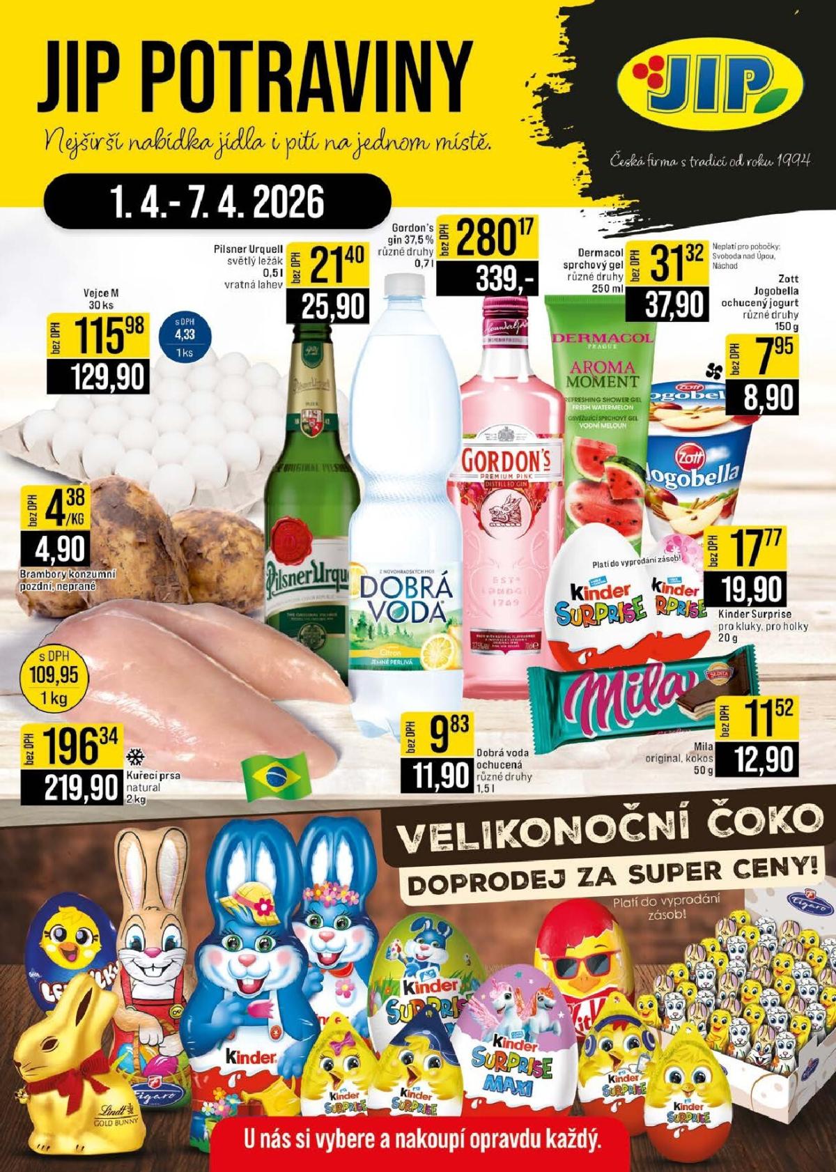 JIP - České Budějovice, Most, Svoboda nad Úpou, Náchod, Sušice leták platný od středy 01.04.2026 do úterý 07.04.2026