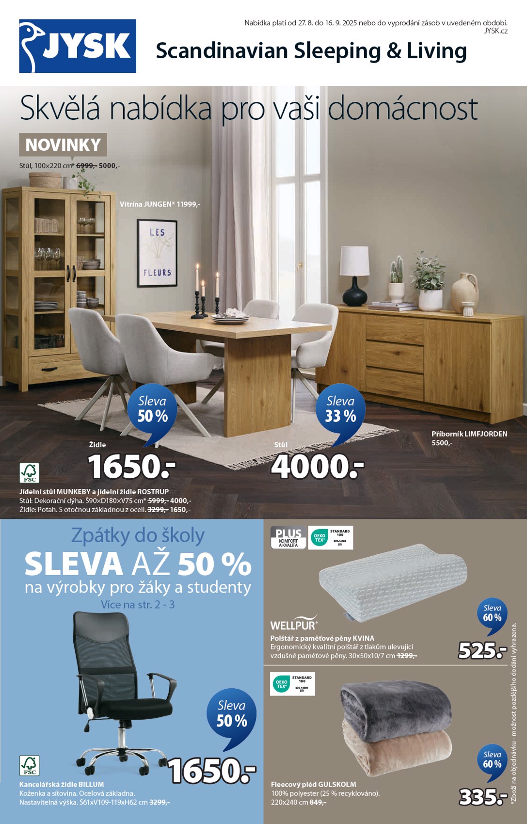 Leták JYSK od 27.08. do 16.09.