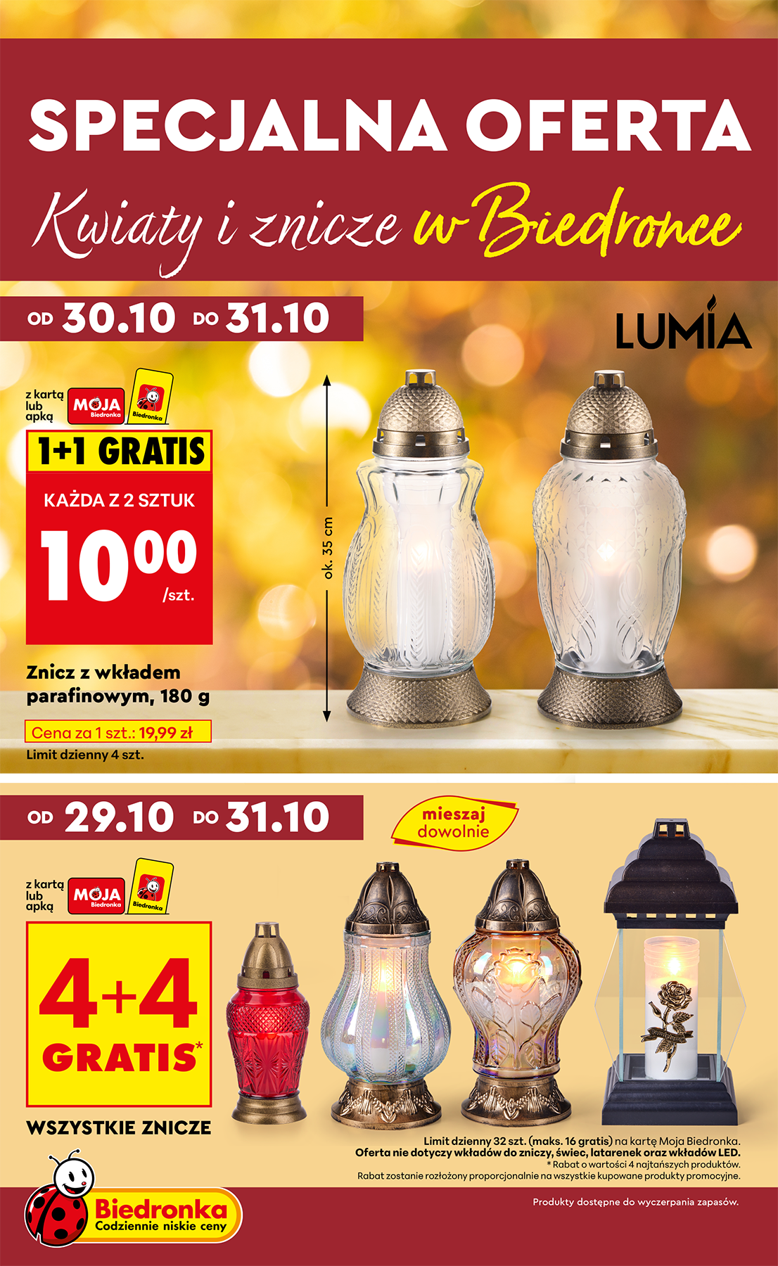 Aktuální leták Biedronka - Kwiaty i znicze od 29.10. do 31.10.