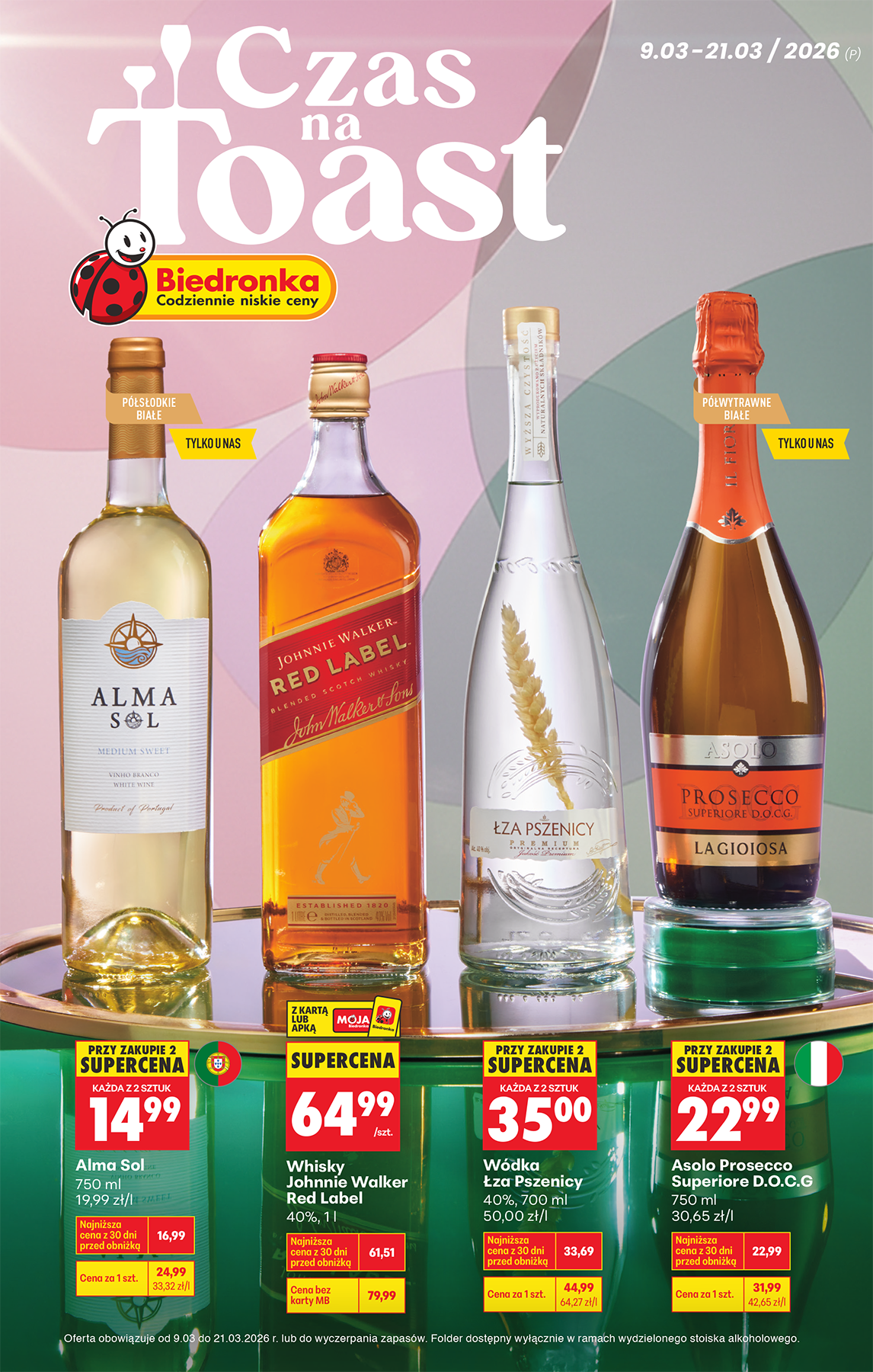 Biedronka - Czas na toast leták platný od pondělí 09.03.2026 do soboty 21.03.2026