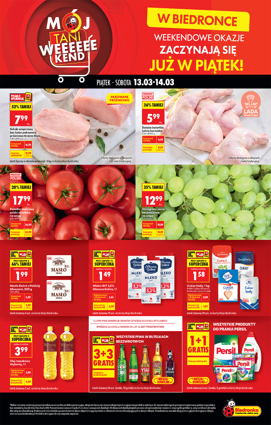 Biedronka - Tani weekend leták platný od pátku 13.03.2026 do soboty 14.03.2026