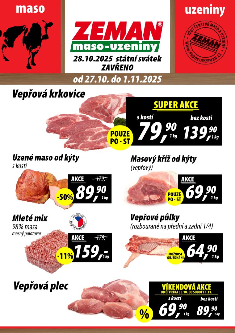 Aktuální leták Prodejny Zeman od 27.10. do 01.11.