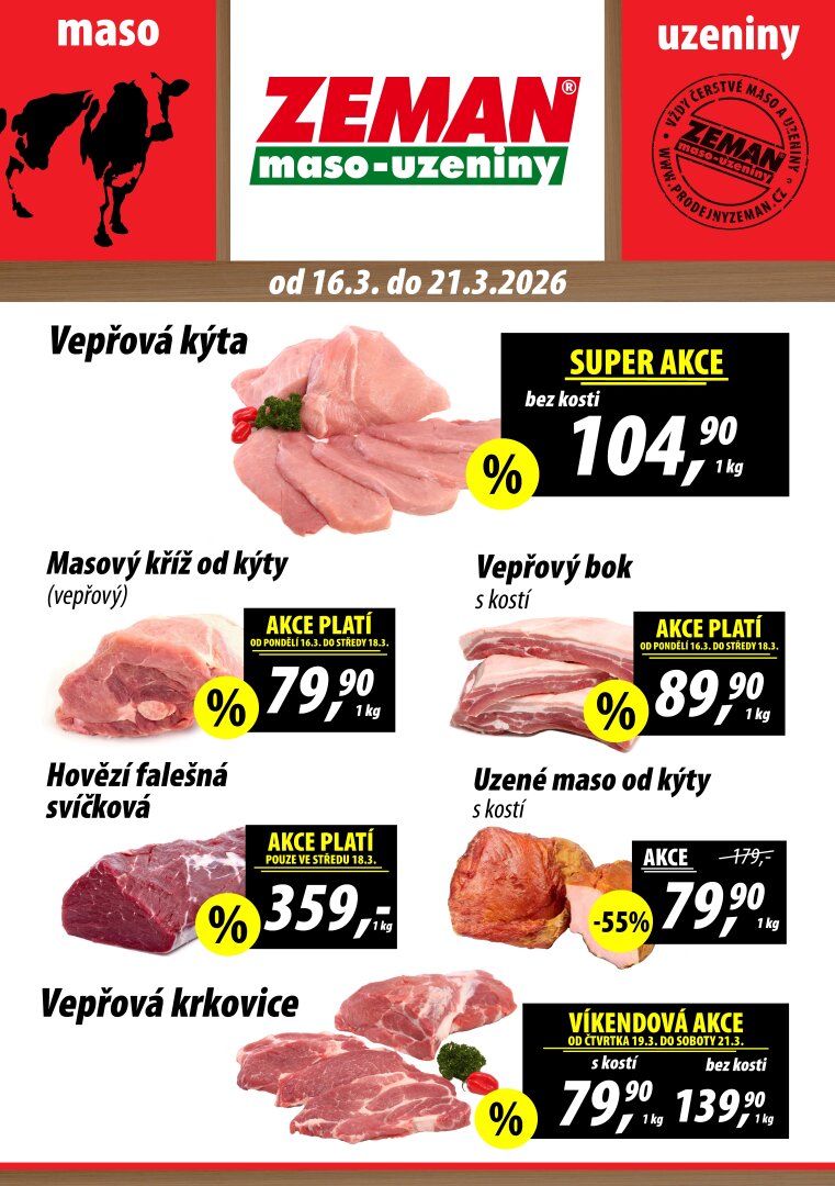 Prodejny Zeman leták platný od pondělí 16.03.2026 do soboty 21.03.2026