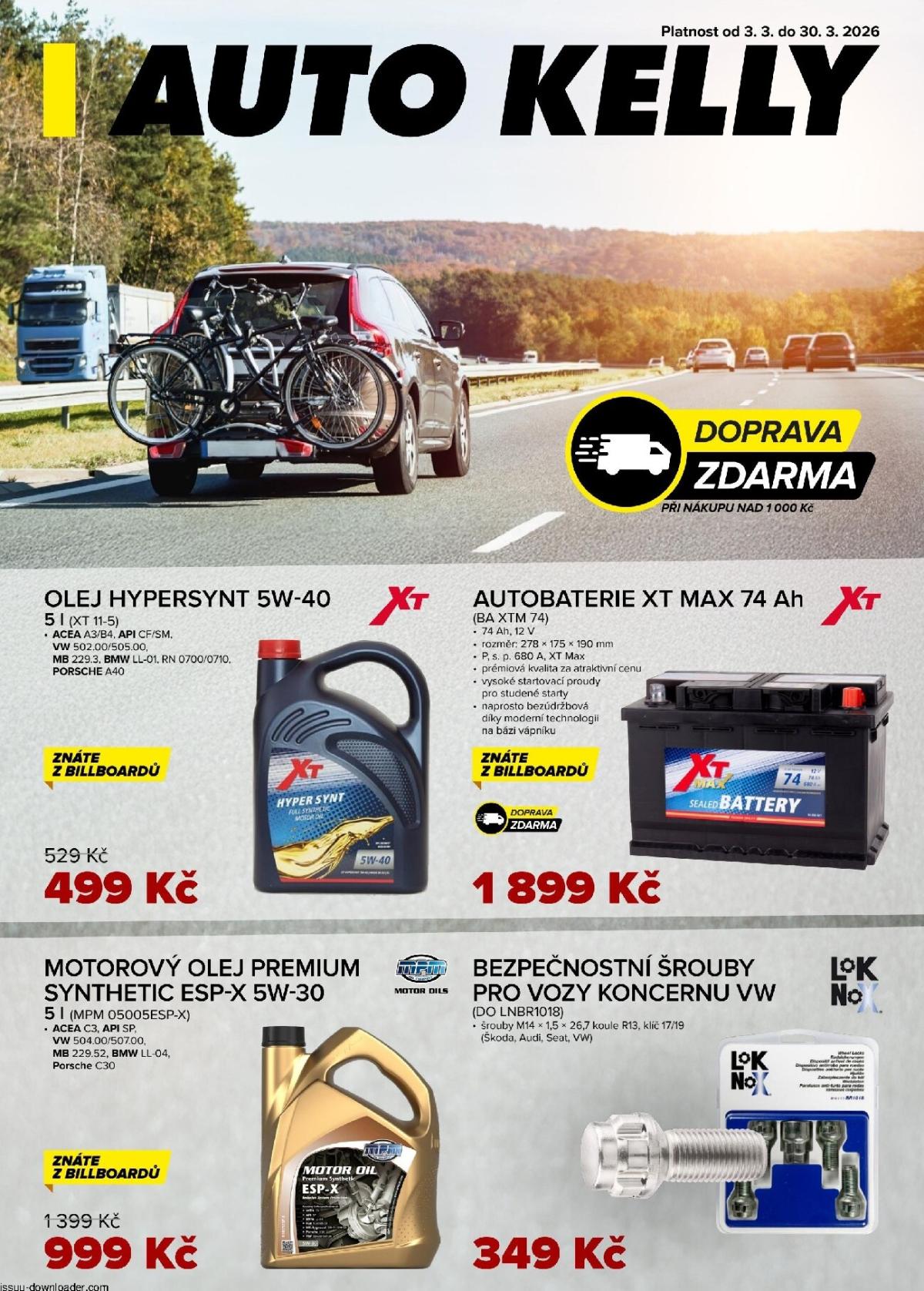 Auto Kelly leták platný od úterý 03.03.2026 do pondělí 30.03.2026