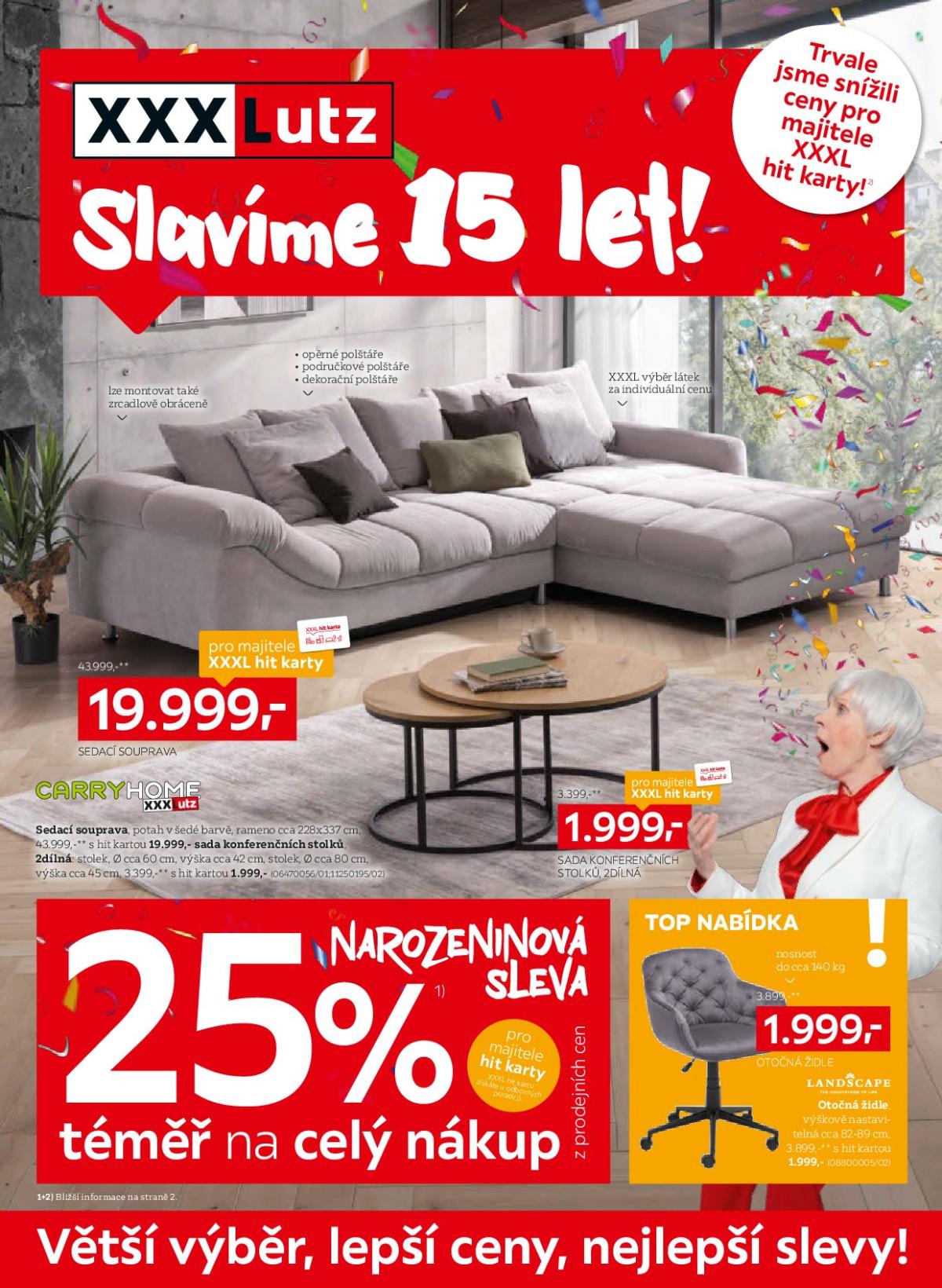 Leták XXXLutz - Sleva 25 % na téměř celý nákup od 01.09. do 14.09.