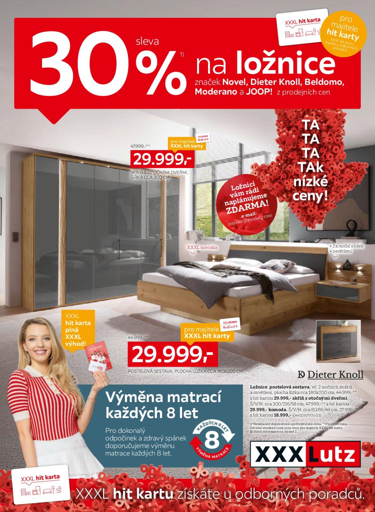 Leták XXXLutz - Sleva 30 % na vybrané značky ložnic od 01.09. do 30.09.