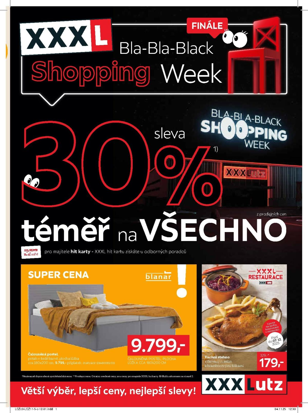 Aktuální leták XXXLutz - Sleva 30 % na téměř vše Black Week od 24.11. do 07.12.