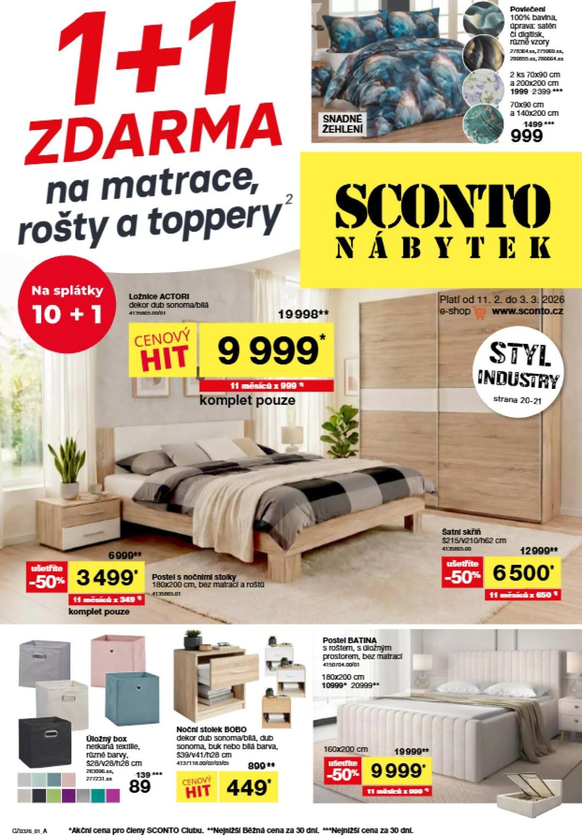 SCONTO Nábytek leták platný od středy 11.02.2026 do úterý 03.03.2026