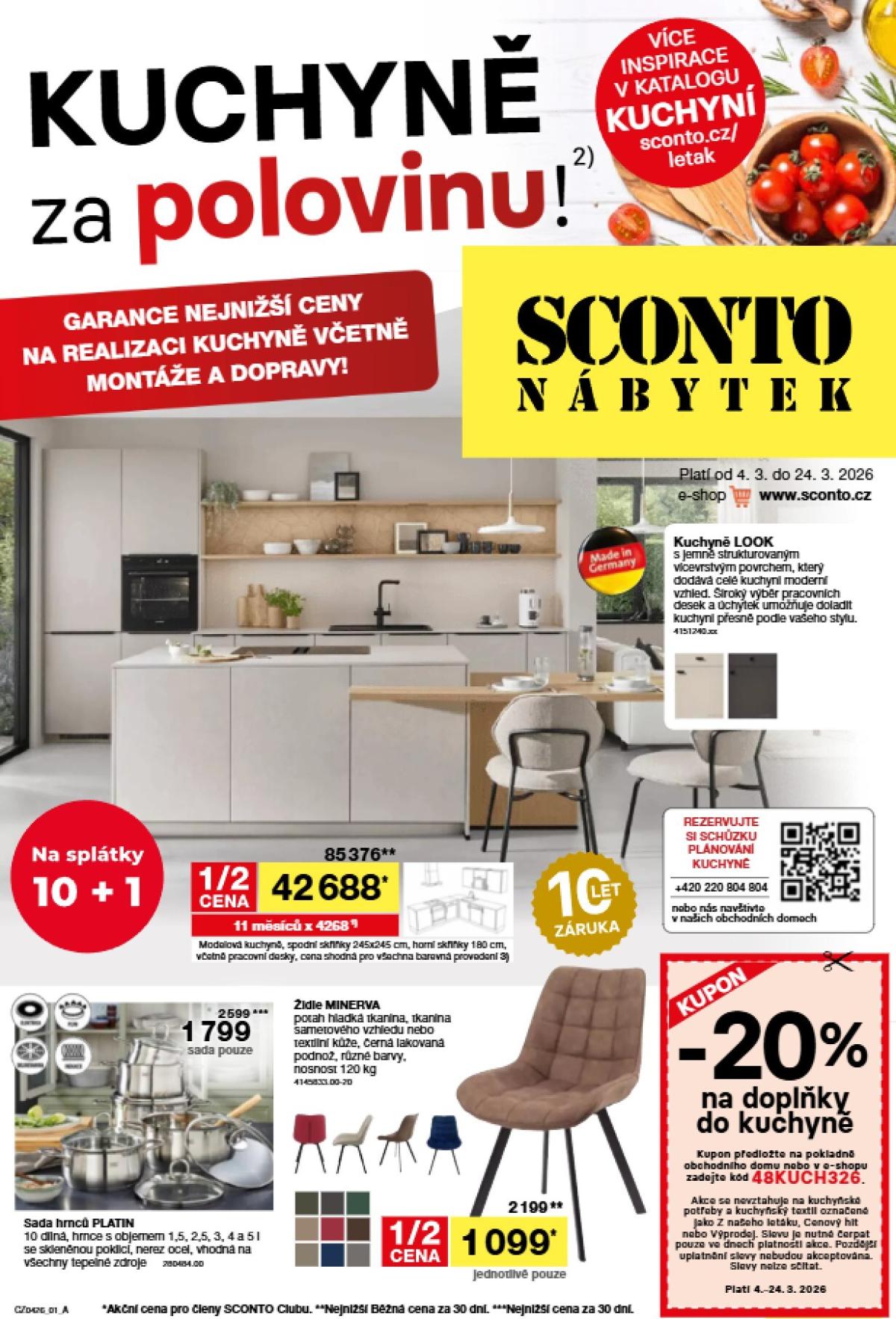 SCONTO Nábytek leták platný od středy 04.03.2026 do úterý 24.03.2026