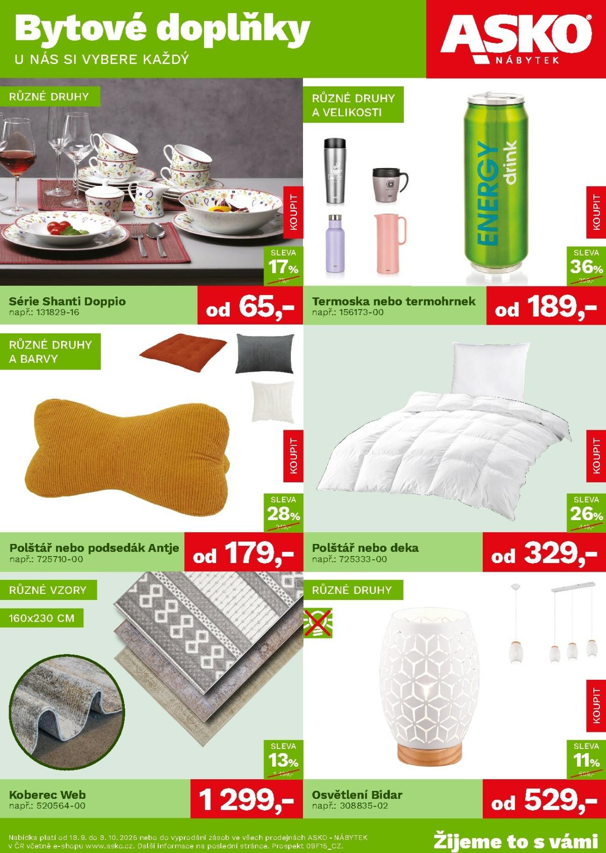 Leták ASKO NÁBYTEK - Bytové doplňky za skvělé ceny od 18.09. do 08.10.