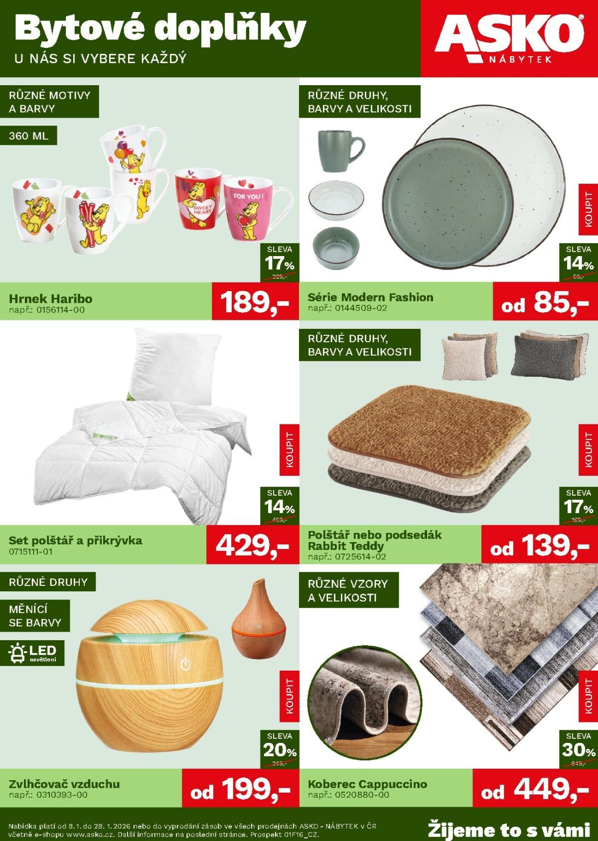 Aktuální leták ASKO NÁBYTEK - Bytové doplňky za skvělé ceny od 08.01. do 28.01.
