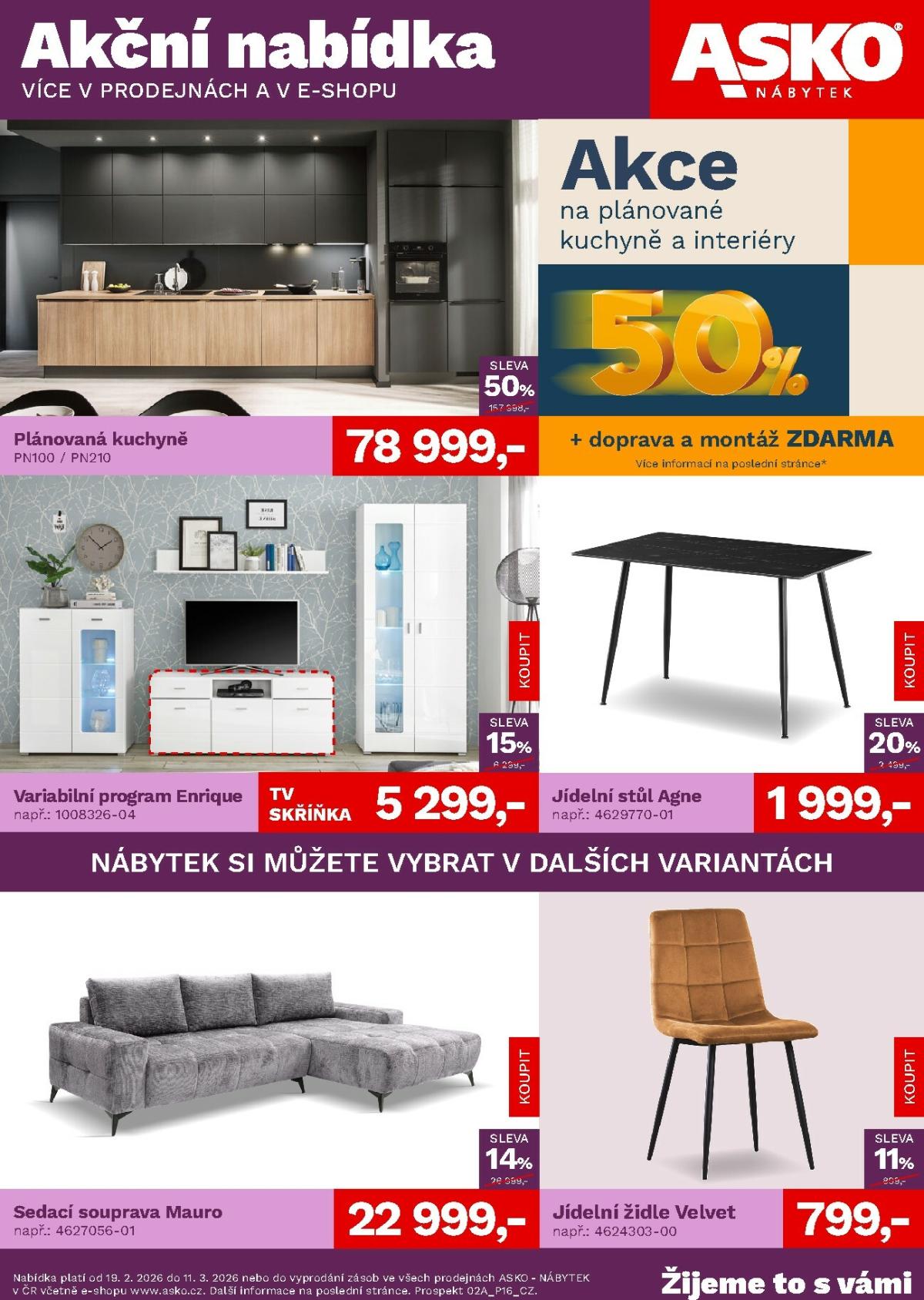 ASKO NÁBYTEK leták platný od čtvrtka 19.02.2026 do středy 11.03.2026