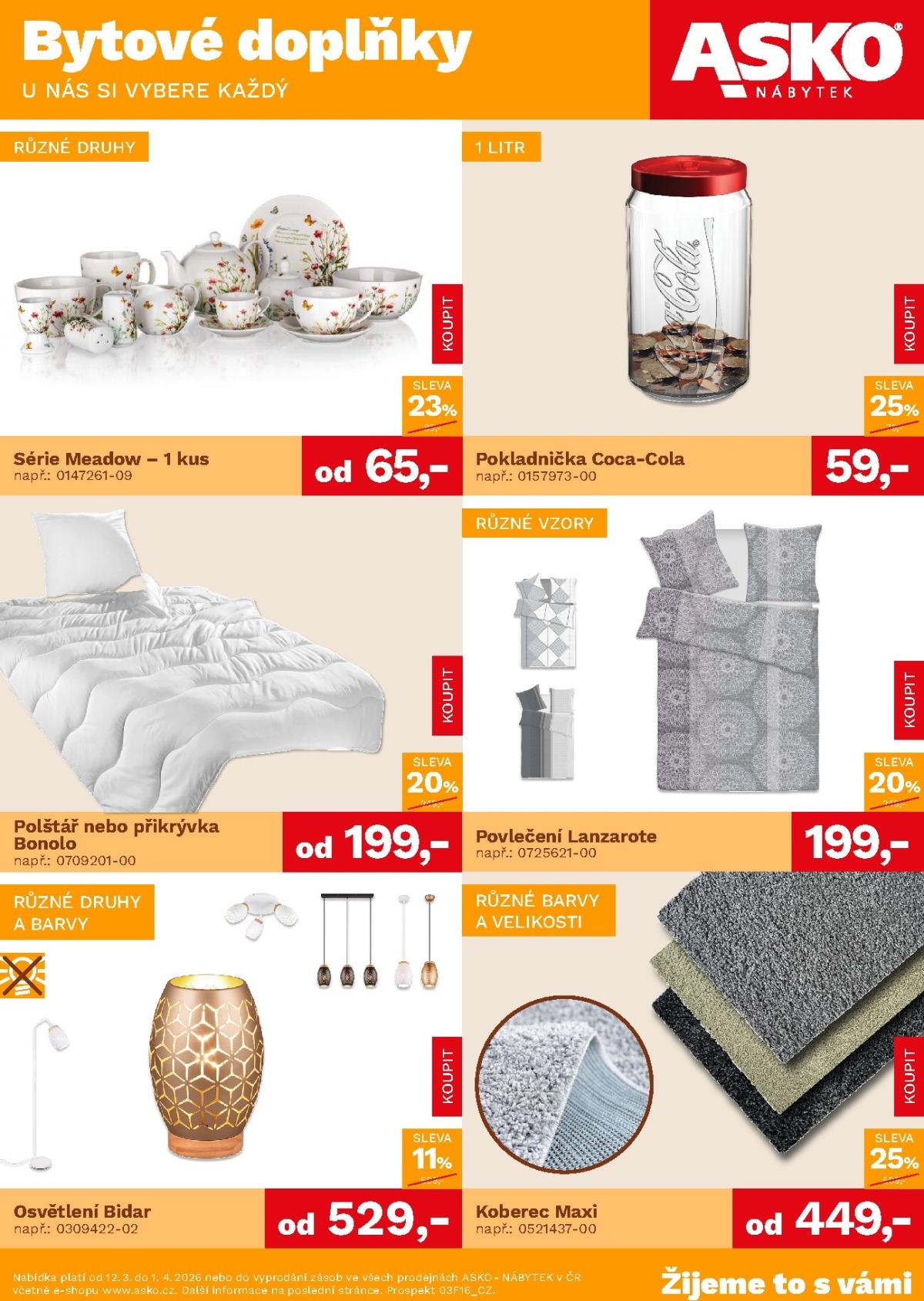 ASKO NÁBYTEK - Bytové doplňky leták platný od čtvrtka 12.03.2026 do středy 01.04.2026