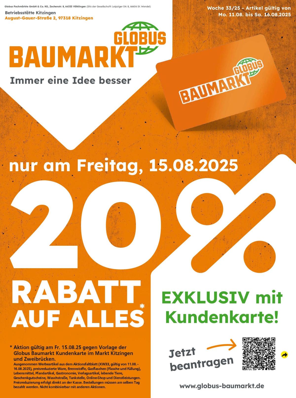 Globus Baumarkt - Kitzingen-Prospekt gültig vom 11.08. bis 16.08.