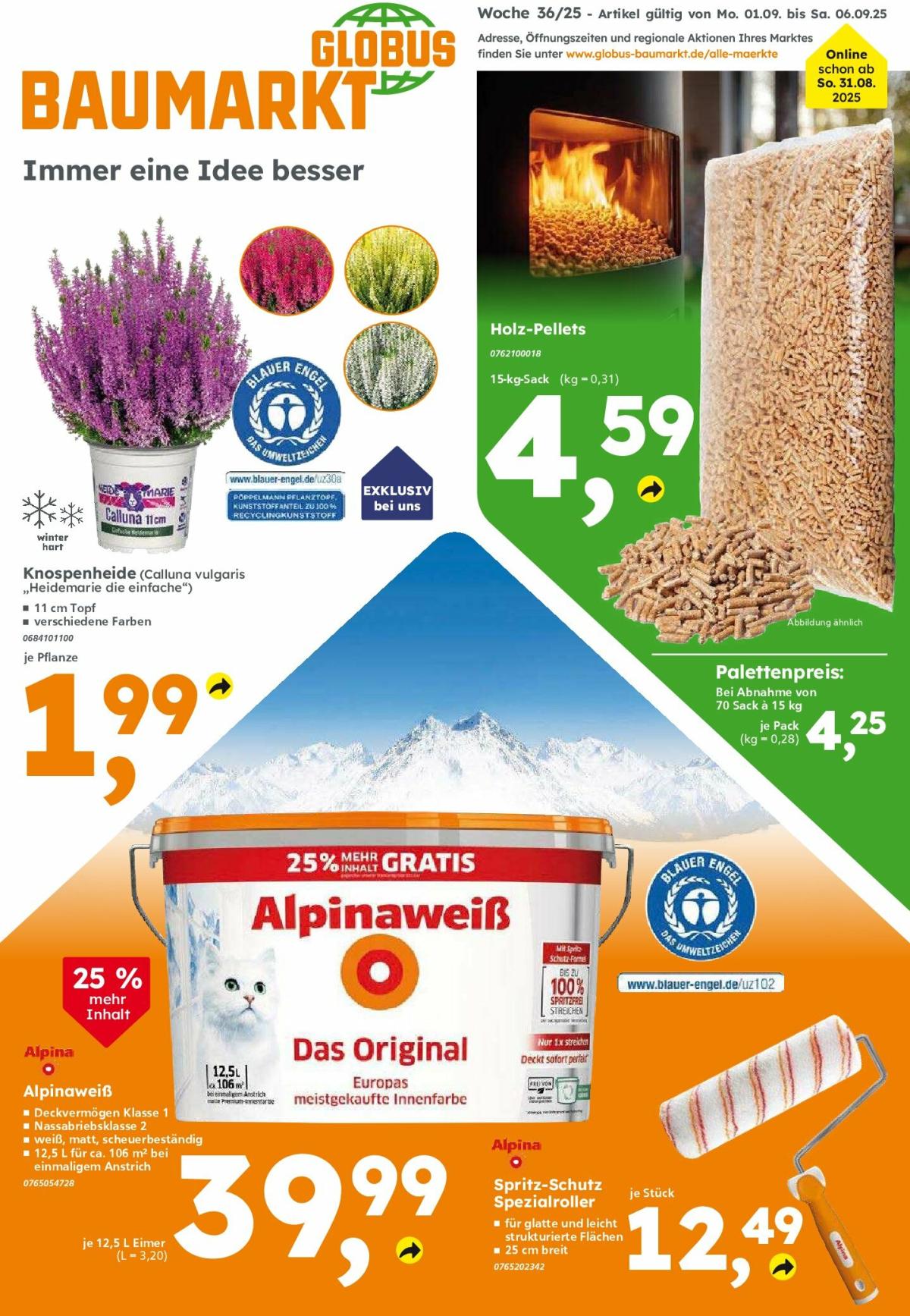 Globus Baumarkt-Prospekt gültig vom 31.08. bis 06.09.