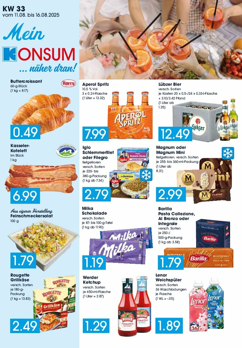 Konsum - Frischemarkt-Prospekt gültig vom 11.08. bis 16.08.