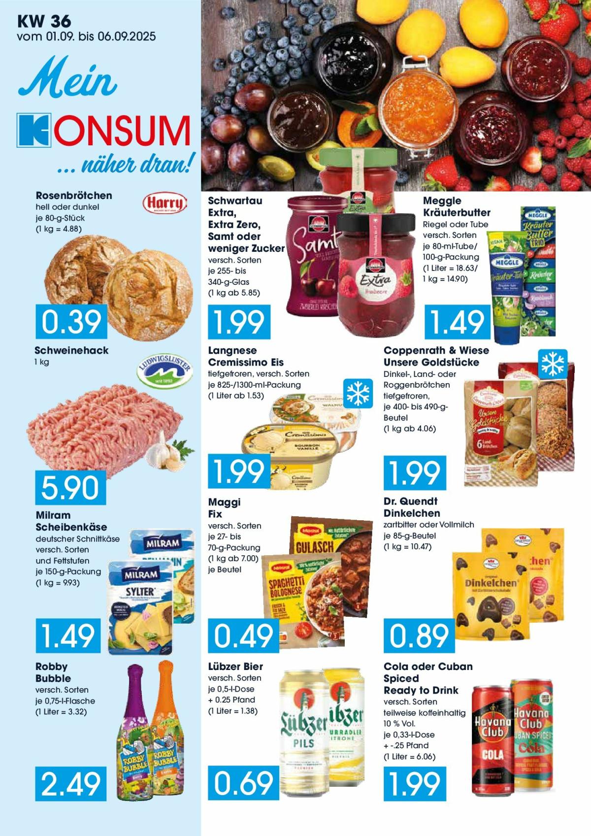 Konsum - Frischemarkt-Prospekt gültig vom 01.09. bis 06.09.