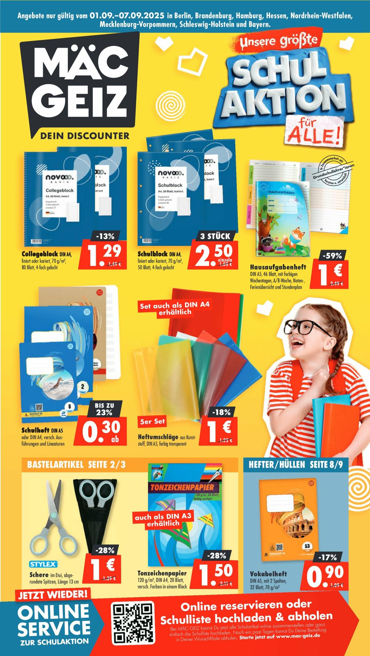 Mac Geiz - Schul Aktion-Prospekt gültig vom 01.09. bis 07.09.
