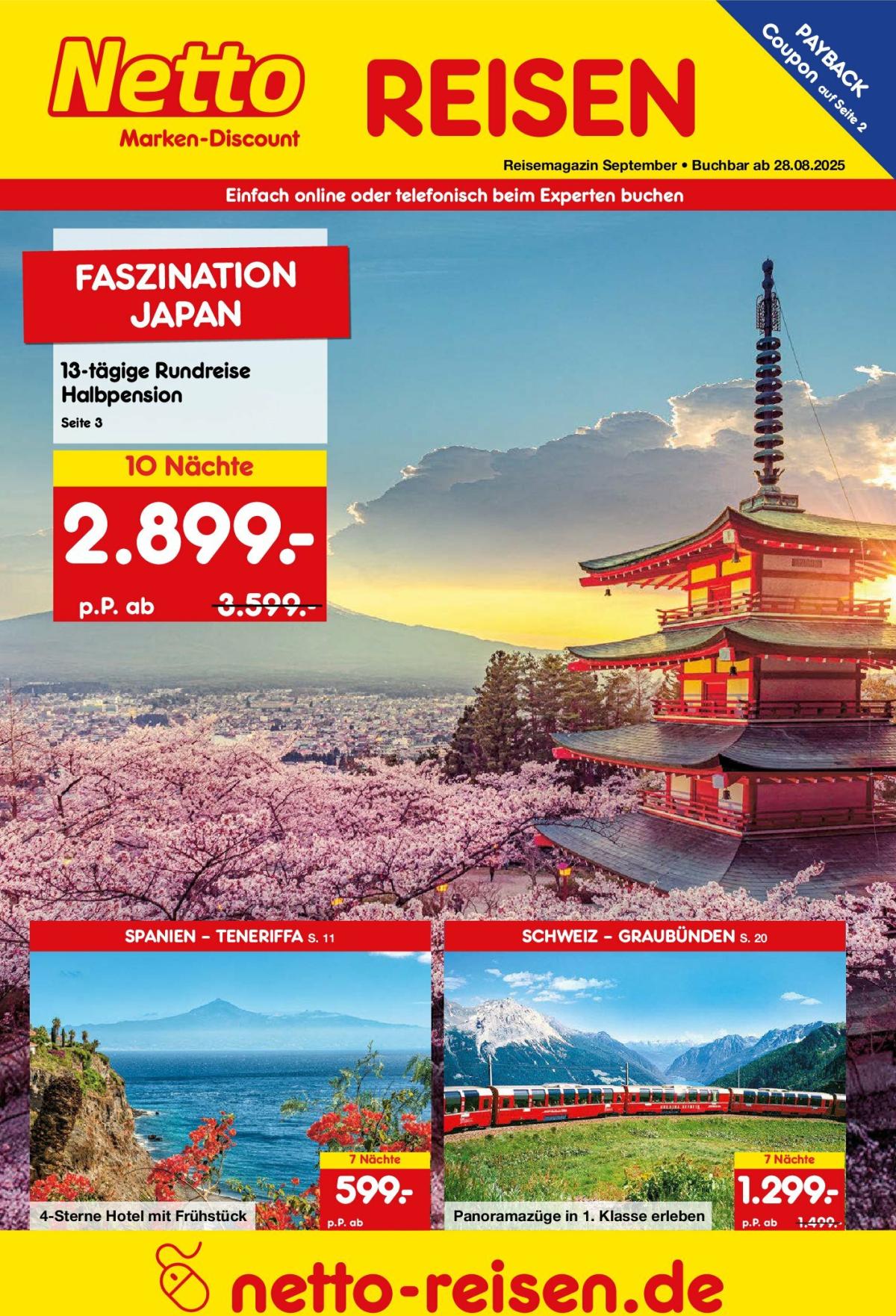 Netto Marken Discount - Reisen-Prospekt gültig vom 28.08. bis 30.09.