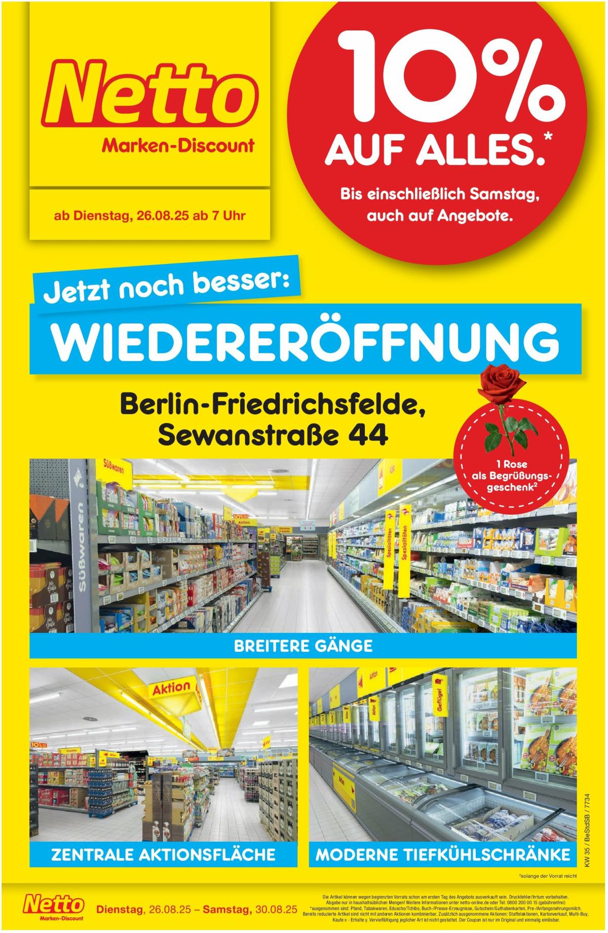 Netto Marken Discount - Berlin-Friedrichsfelde, Sewanstrasse 44-Prospekt gültig vom 26.08. bis 30.08.