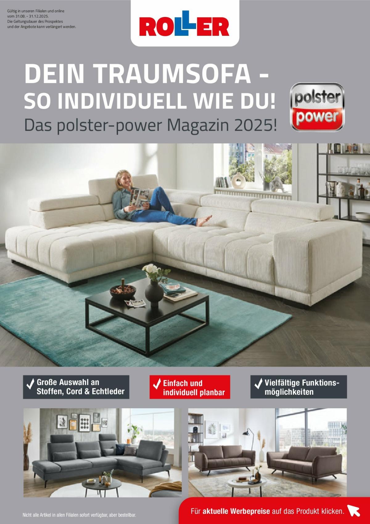 ROLLER - Dein Traumsofa-Prospekt gültig vom 31.08. bis 31.12.
