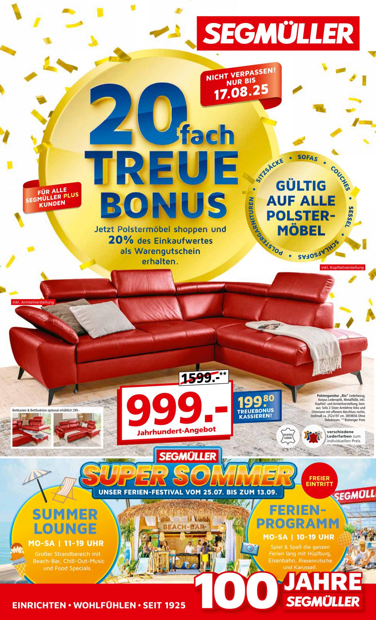 SEGMÜLLER - 20 fach Treue Bonus-Prospekt gültig vom 10.08. bis 16.08.
