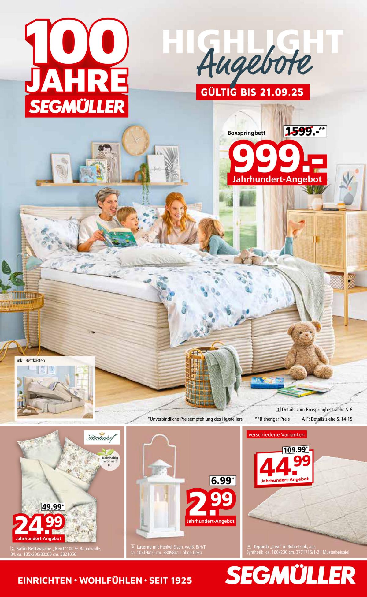 SEGMÜLLER - Highlight Angebote-Prospekt gültig vom 23.08. bis 21.09.