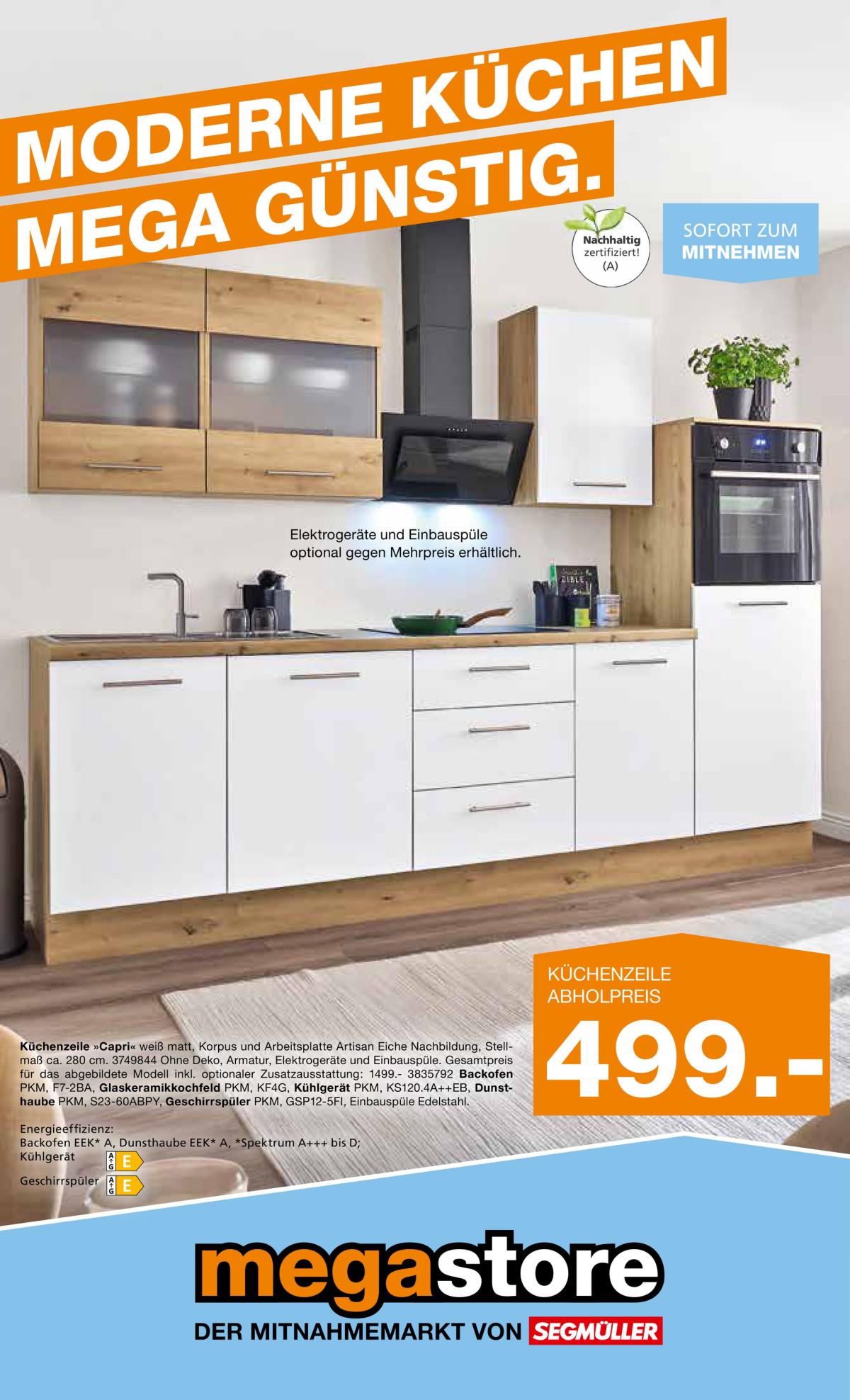 SEGMÜLLER - Moderne Küchen Mega Günstig-Prospekt gültig vom 01.09. bis 05.10.