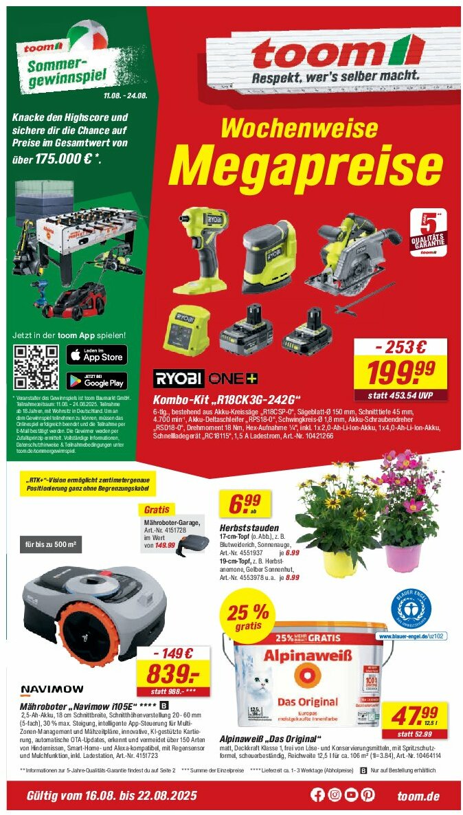 Toom-Prospekt gültig vom 16.08. bis 22.08.
