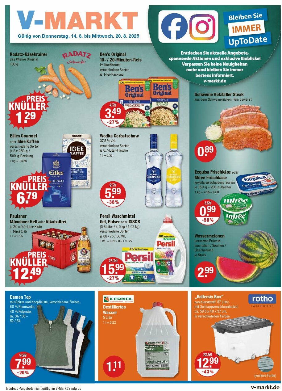 V-Markt - Schwaben / Oberbayern-Prospekt gültig vom 14.08. bis 20.08.
