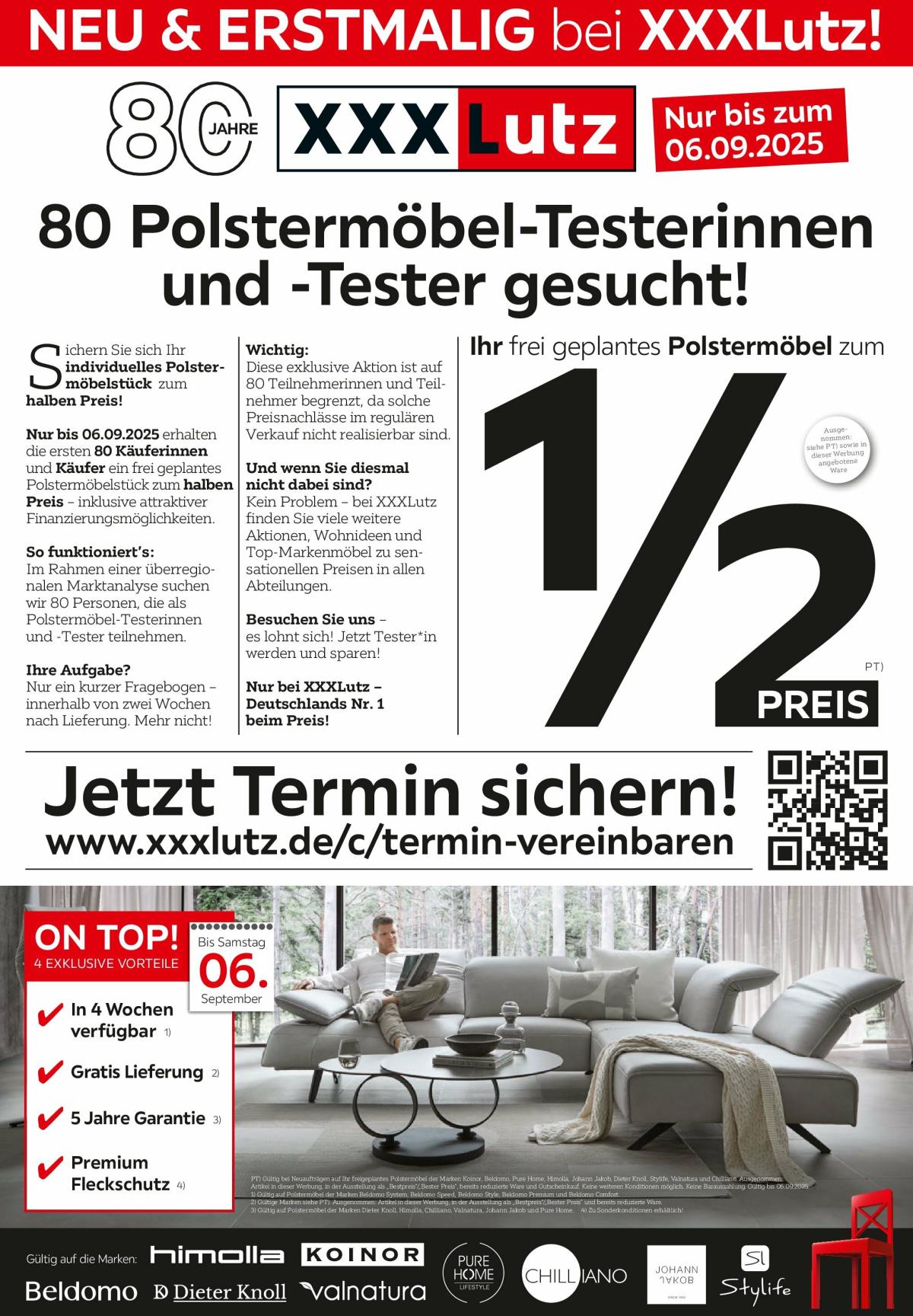 XXXlutz - Polstermöbel-Testerinnen und -Tester gesucht!-Prospekt gültig vom 25.08. bis 06.09.