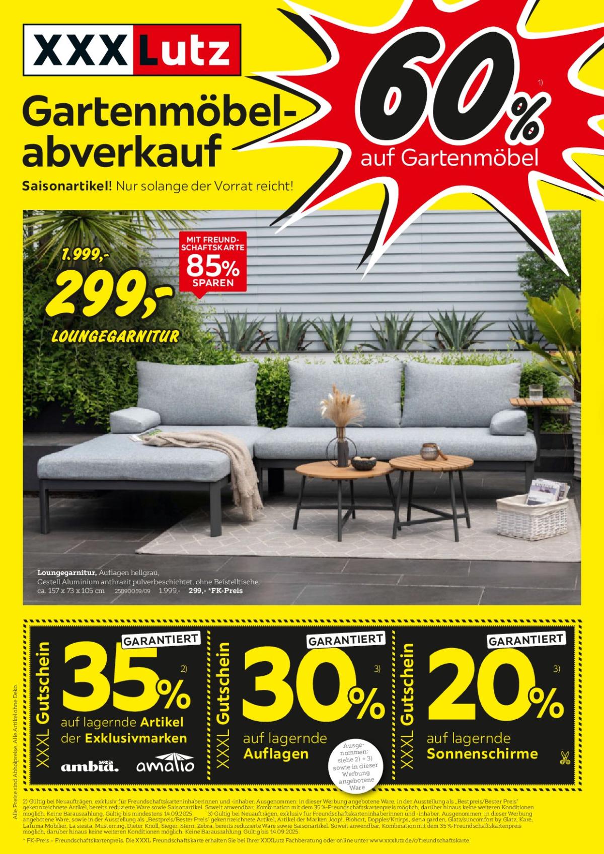 XXXlutz - Gartenmöbelabverkauf-Prospekt gültig vom 01.09. bis 14.09.