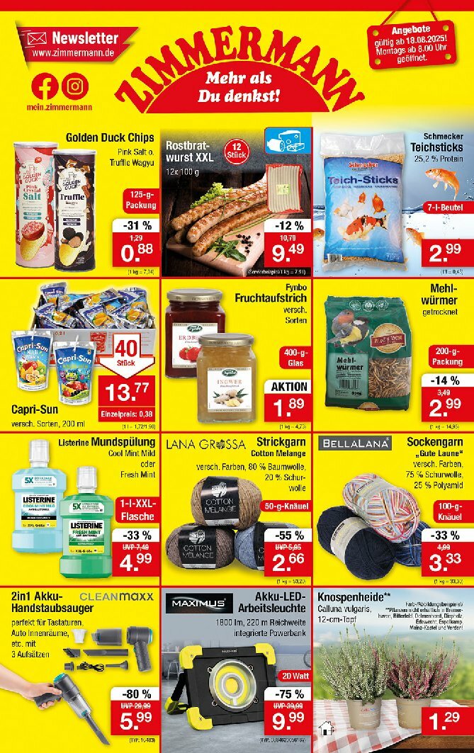 Zimmermann-Prospekt gültig vom 18.08. bis 23.08.