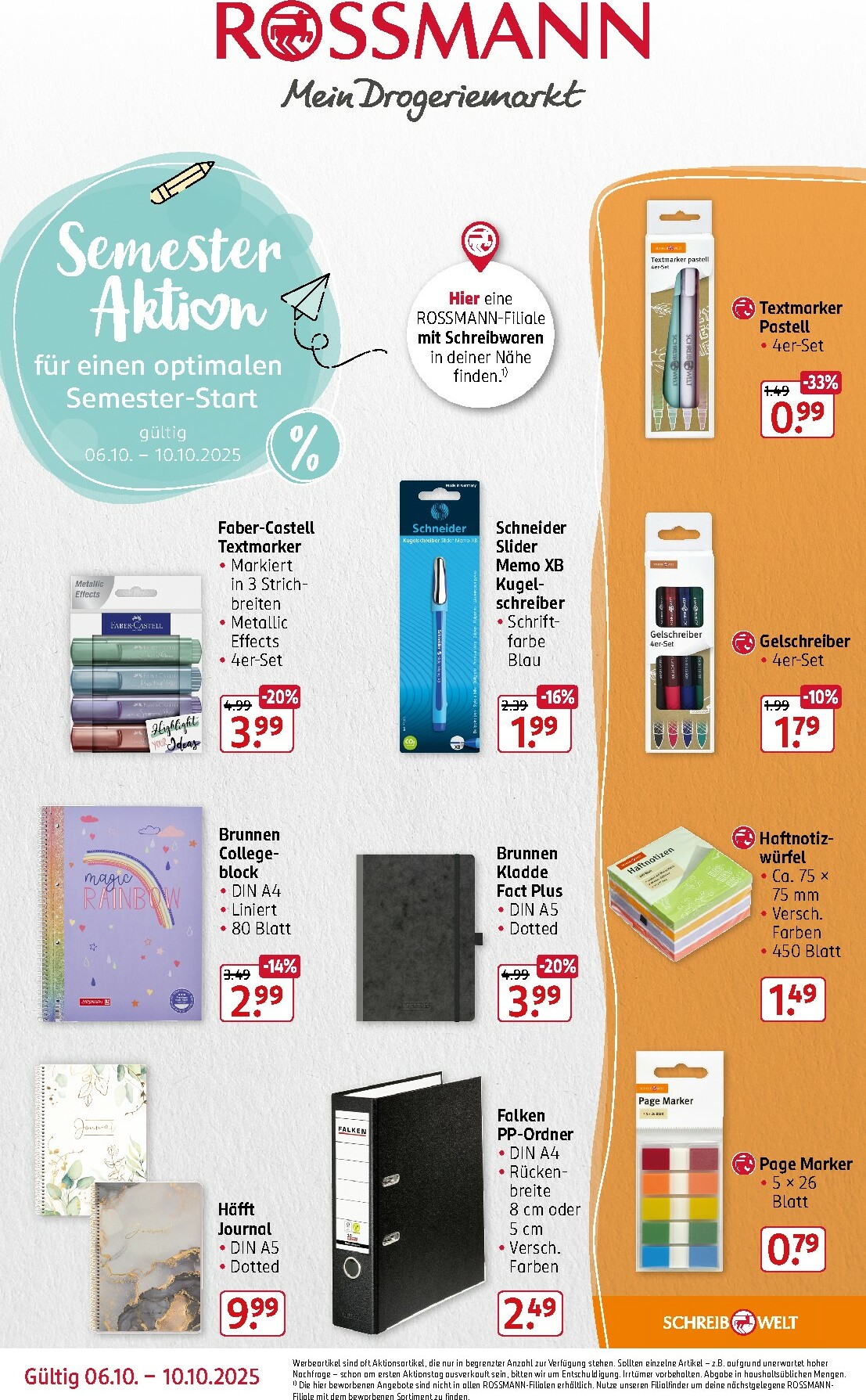 ROSSMANN - Semester Aktion-Prospekt gültig vom 06.10. bis 10.10.