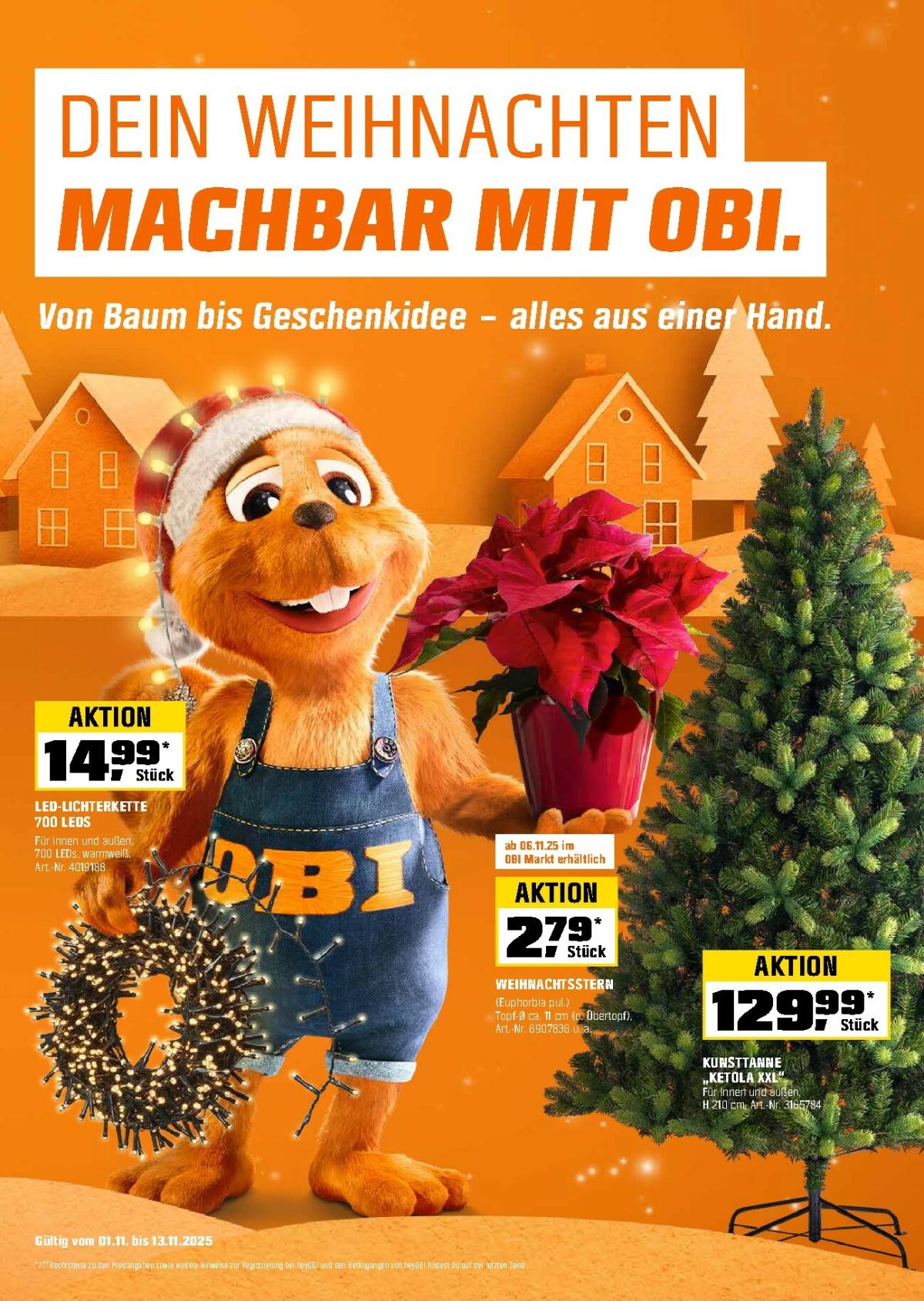 Obi - Weihnachten-Prospekt gültig vom 01.11. bis 13.11.
