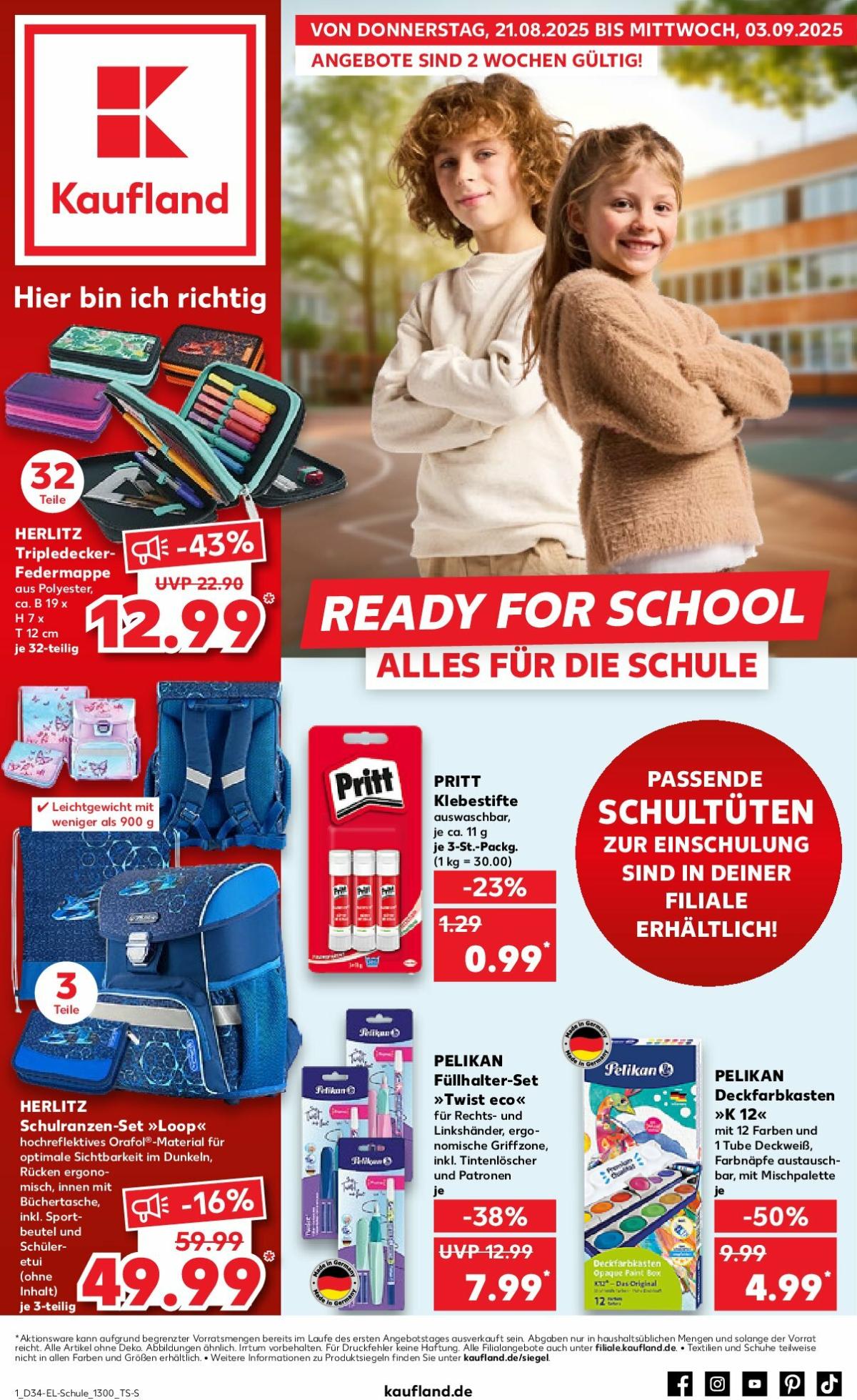 Kaufland - Ready for School-Prospekt gültig vom 21.08. bis 03.09.
