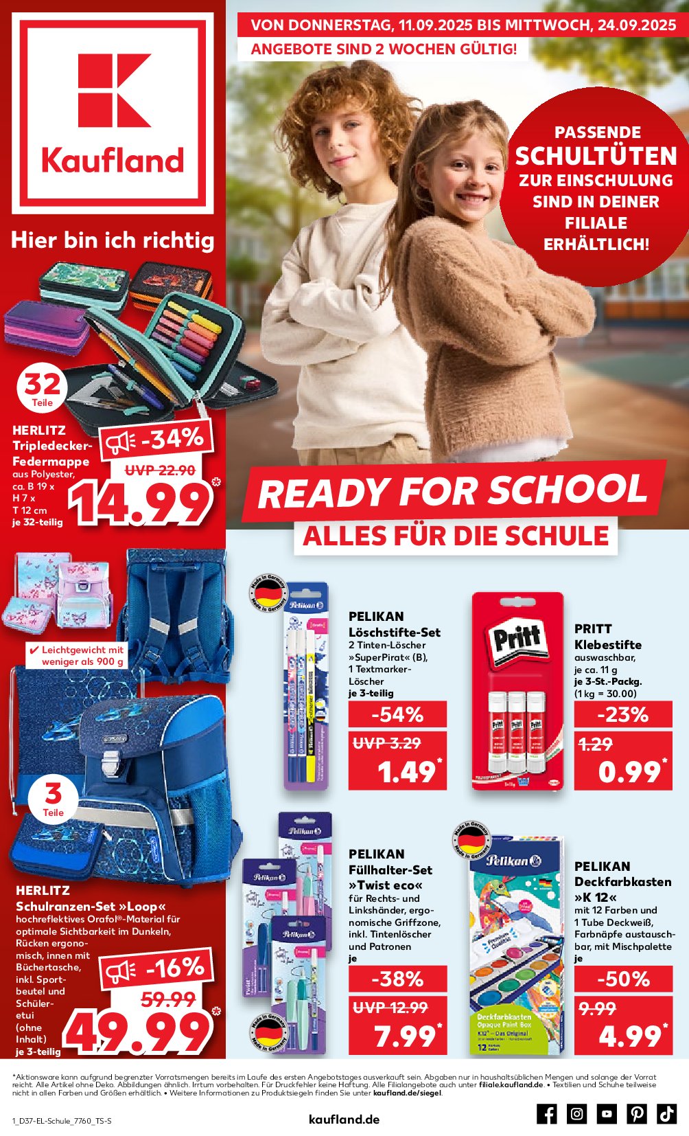 Kaufland - Ready for School-Prospekt gültig vom 11.09. bis 24.09.